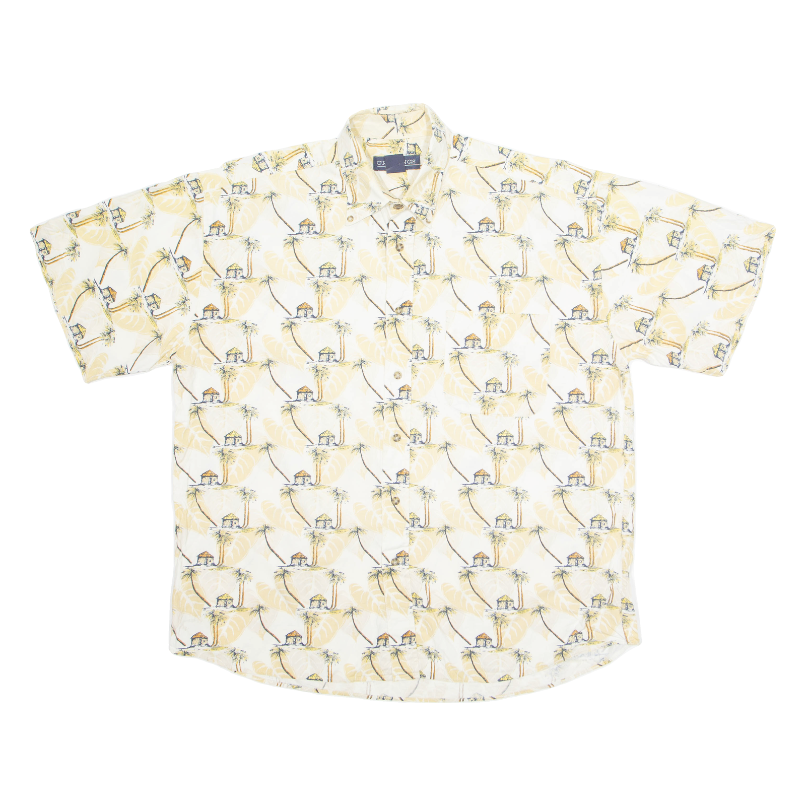 CROSSINGS Mens Hawaiian Shirt Beige Crazy Pattern L Refurbished - N/A refurbished available on Cerqular