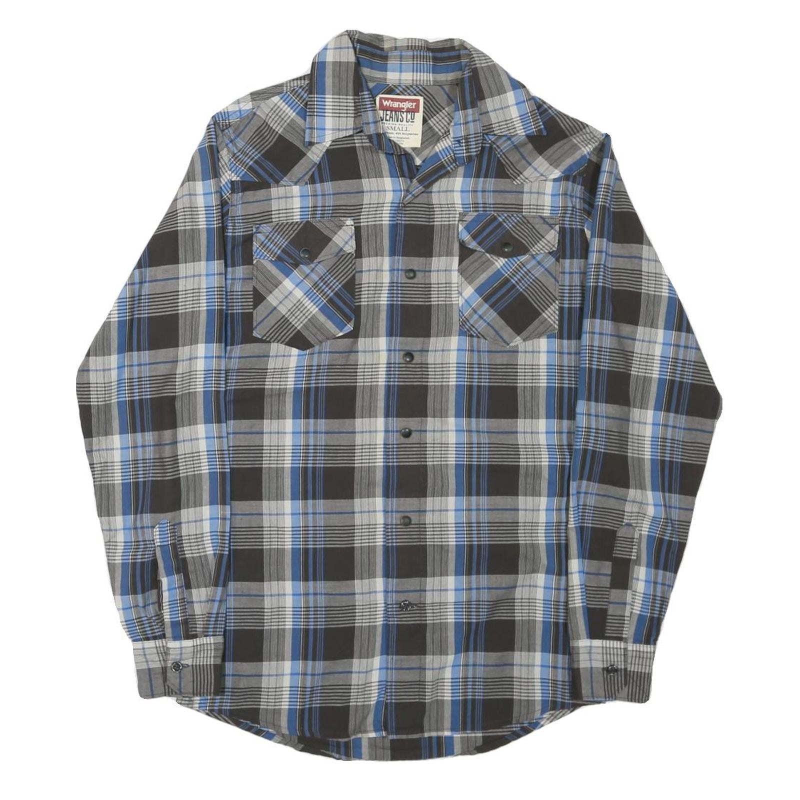 Buy WRANGLER Mens Black & Blue Check Shirt S Classic Western Button Front Casual Refurbished - $33.79 WRANGLER Mens Black & Blue Check Shirt S Classic Western Button Front Casual Refurbished - N/A refurbished available on Cerqular