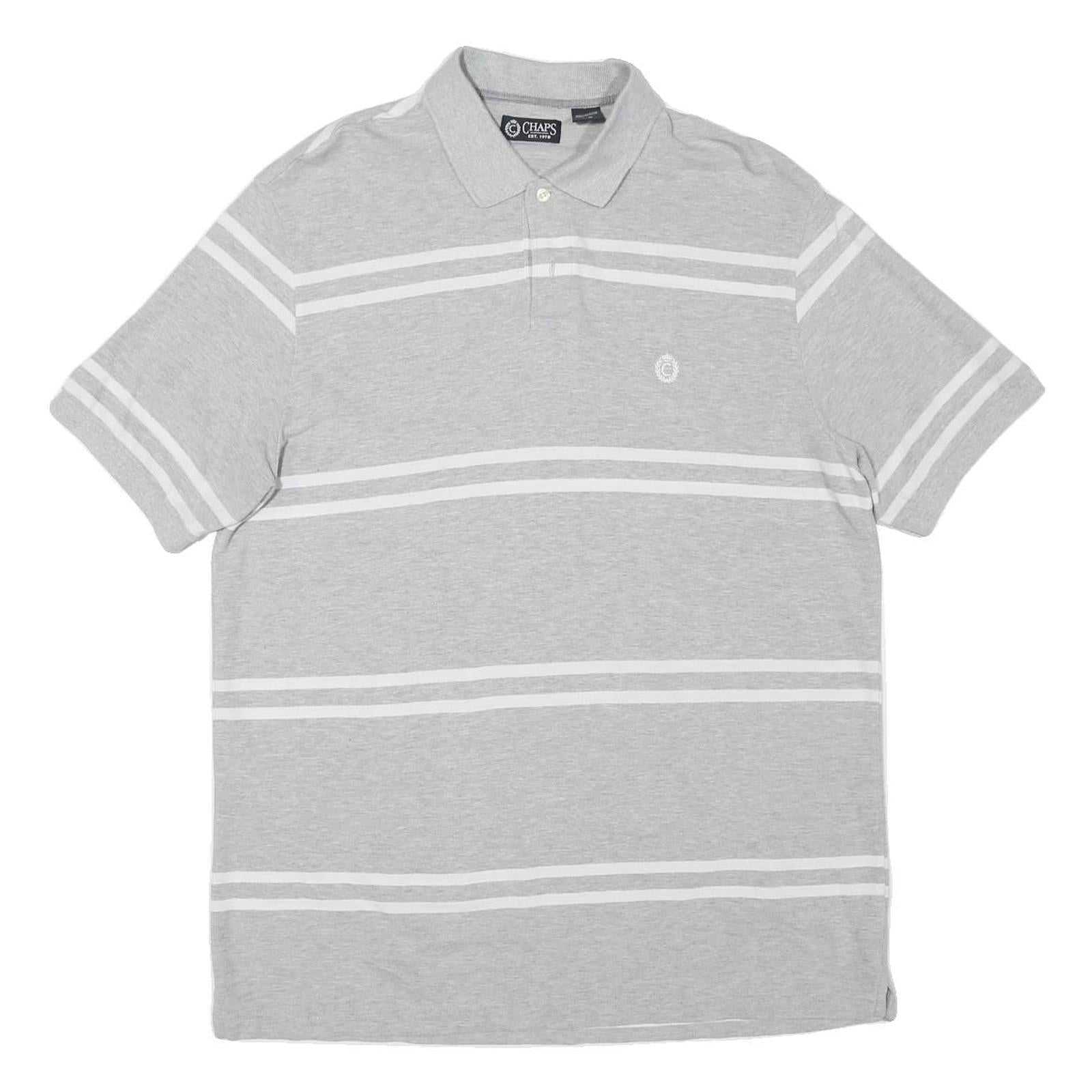 Buy CHAPS Mens Grey & White Striped Short Sleeve Polo Shirt L Casual Summer Refurbished - $24.69 CHAPS Mens Grey & White Striped Short Sleeve Polo Shirt L Casual Summer Refurbished - N/A refurbished available on Cerqular