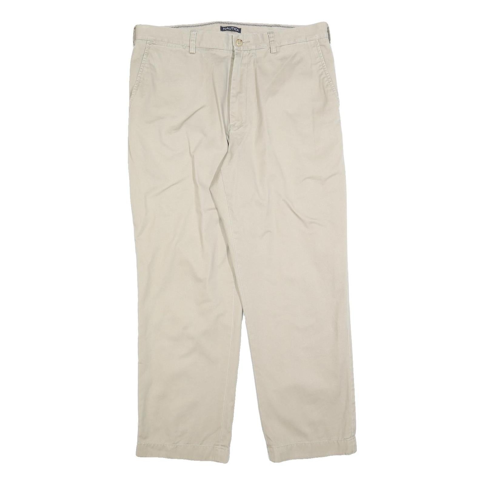 NAUTICA Mens Cotton Blend Beige Regular Straight Trousers W36 L30 Classic Zip Refurbished - N/A refurbished available on Cerqular