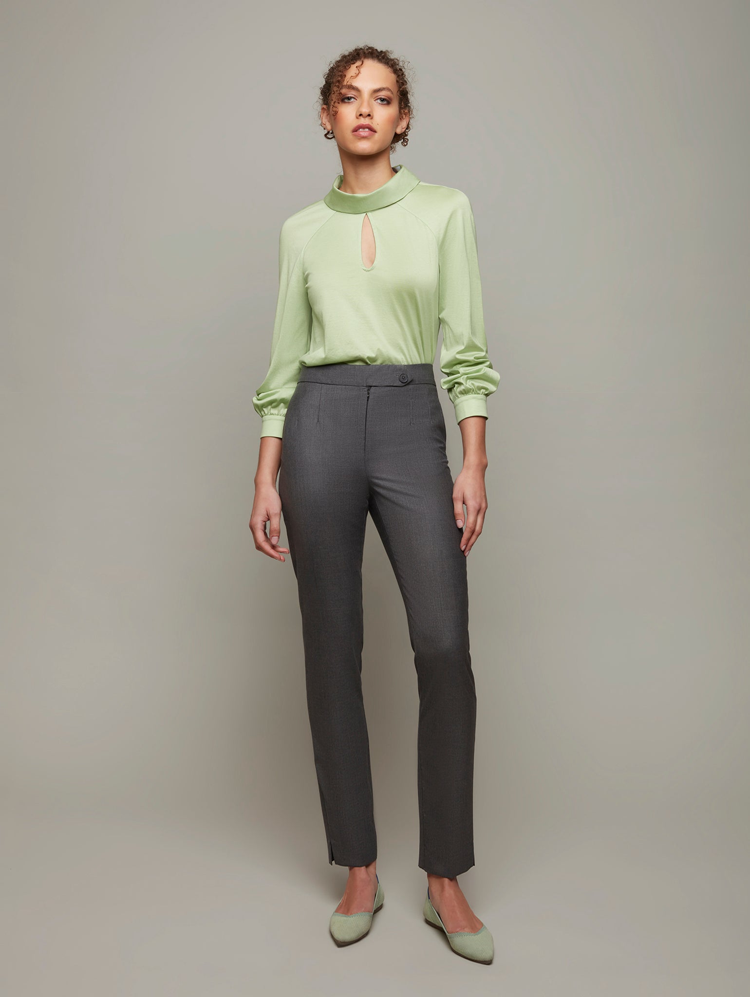 PILASTER | Tapered Suiting Trousers | Colour: Pewter Grey | Size: UK 10 (US 4) Refurbished - N/A refurbished available on Cerqular