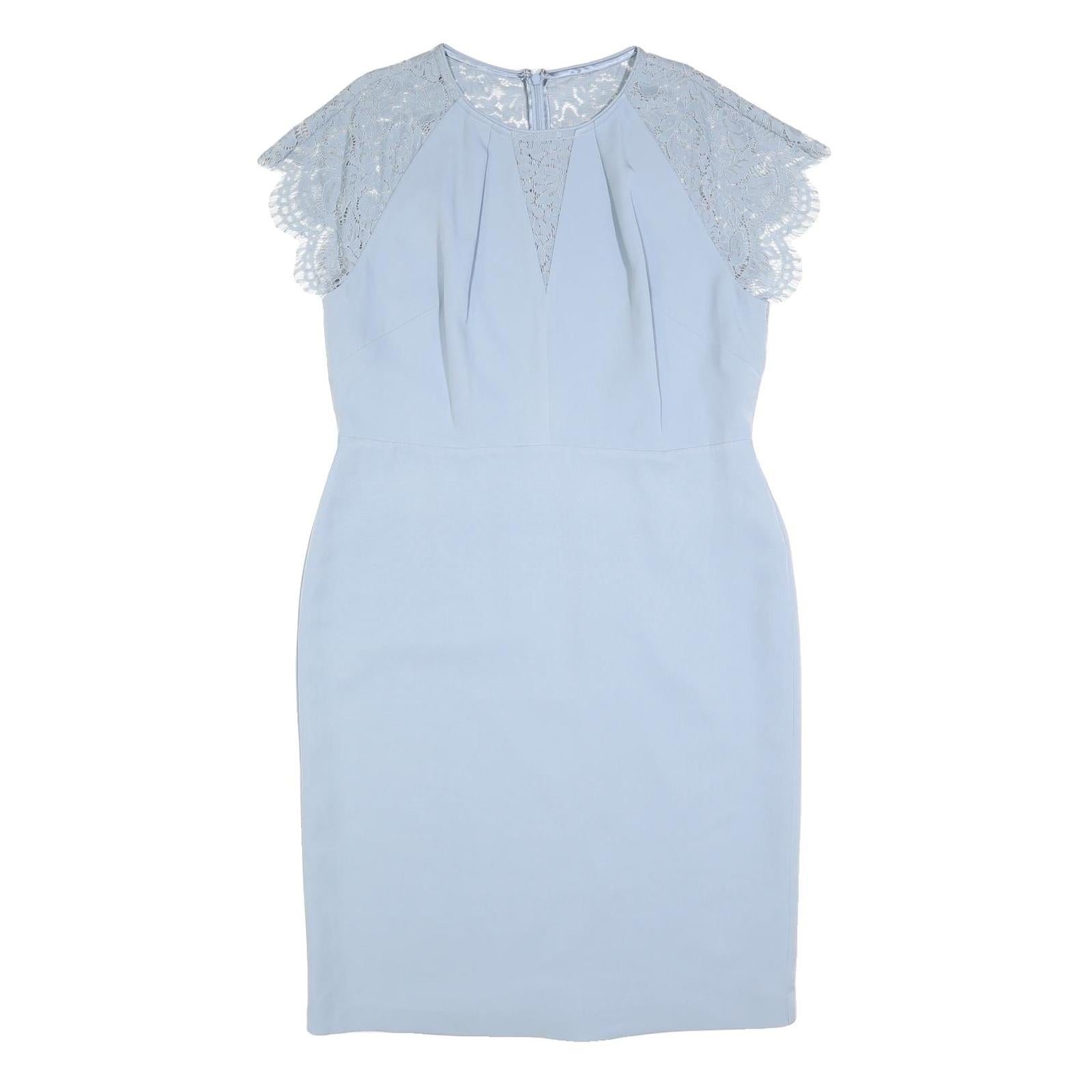 JENNY PACKHAM Womens Light Blue Lace Sleeveless Sheath Polyester Dress UK 16 Refurbished - N/A refurbished available on Cerqular