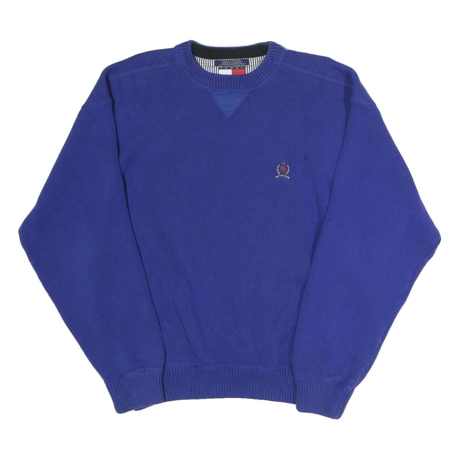 TOMMY HILFIGER Mens Blue Patterned Jumper Crew Neck Basic Knit XL Classic Cotton Refurbished - N/A refurbished available on Cerqular