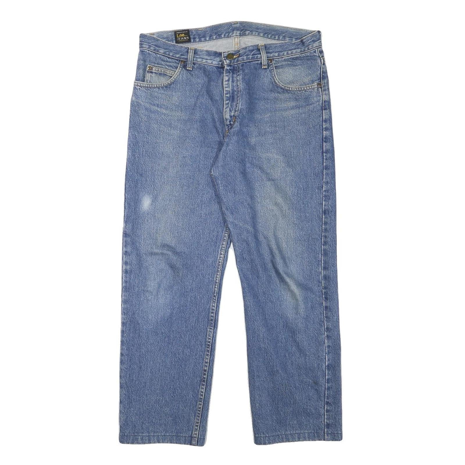 LEE Mens Regular Fit Blue Denim Jeans W34 L27 Cotton Blend Zip Classic Straight Refurbished - N/A refurbished available on Cerqular