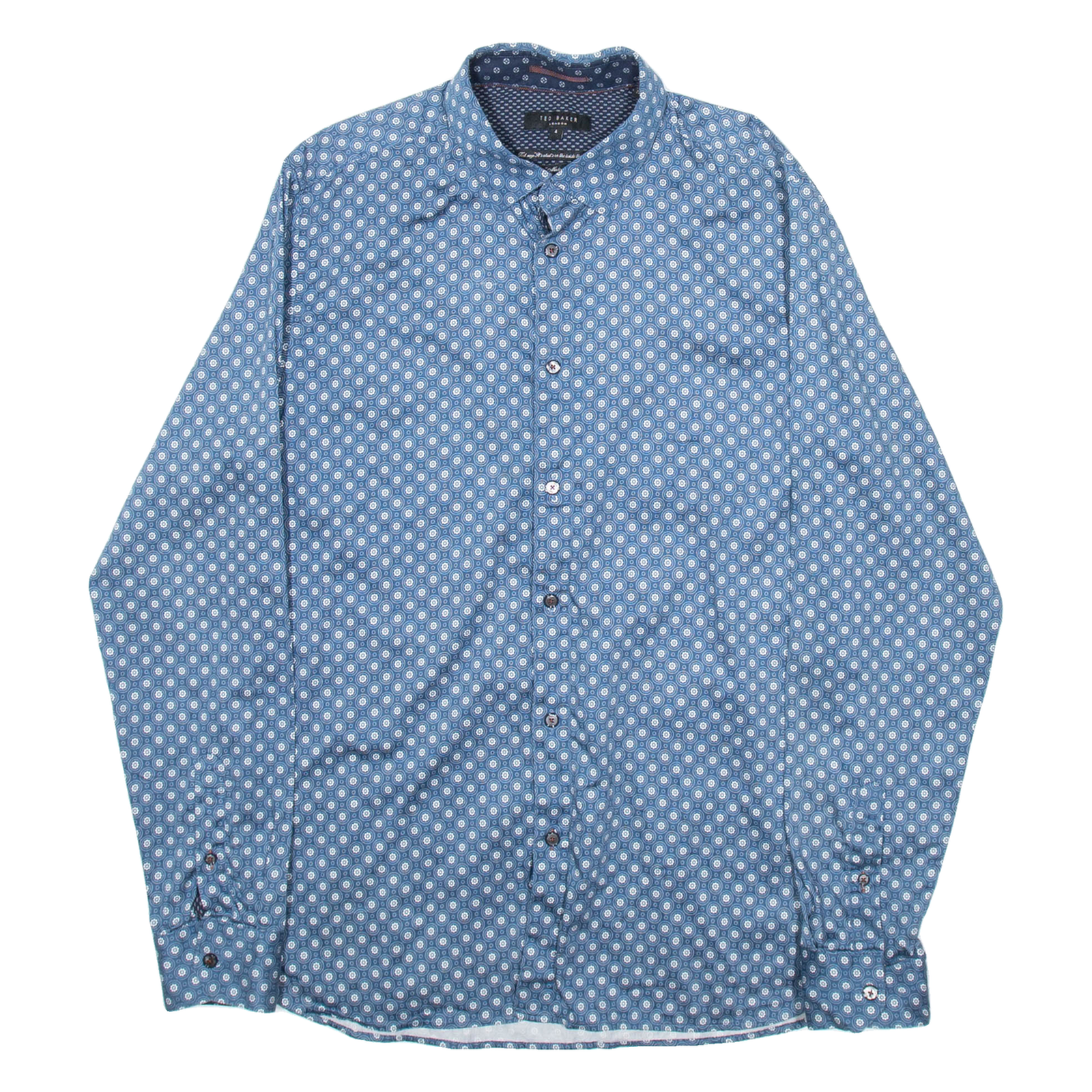 TED BAKER Mens Shirt Blue Crazy Pattern Long Sleeve M Refurbished - N/A refurbished available on Cerqular