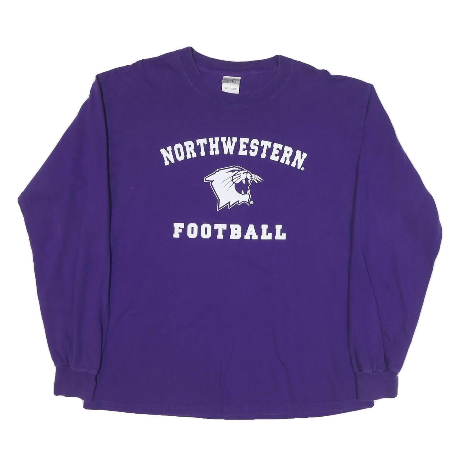 GILDAN Mens Purple Northwestern Football Long Sleeve Crew Neck T-Shirt L Cotton Refurbished - N/A refurbished available on Cerqular