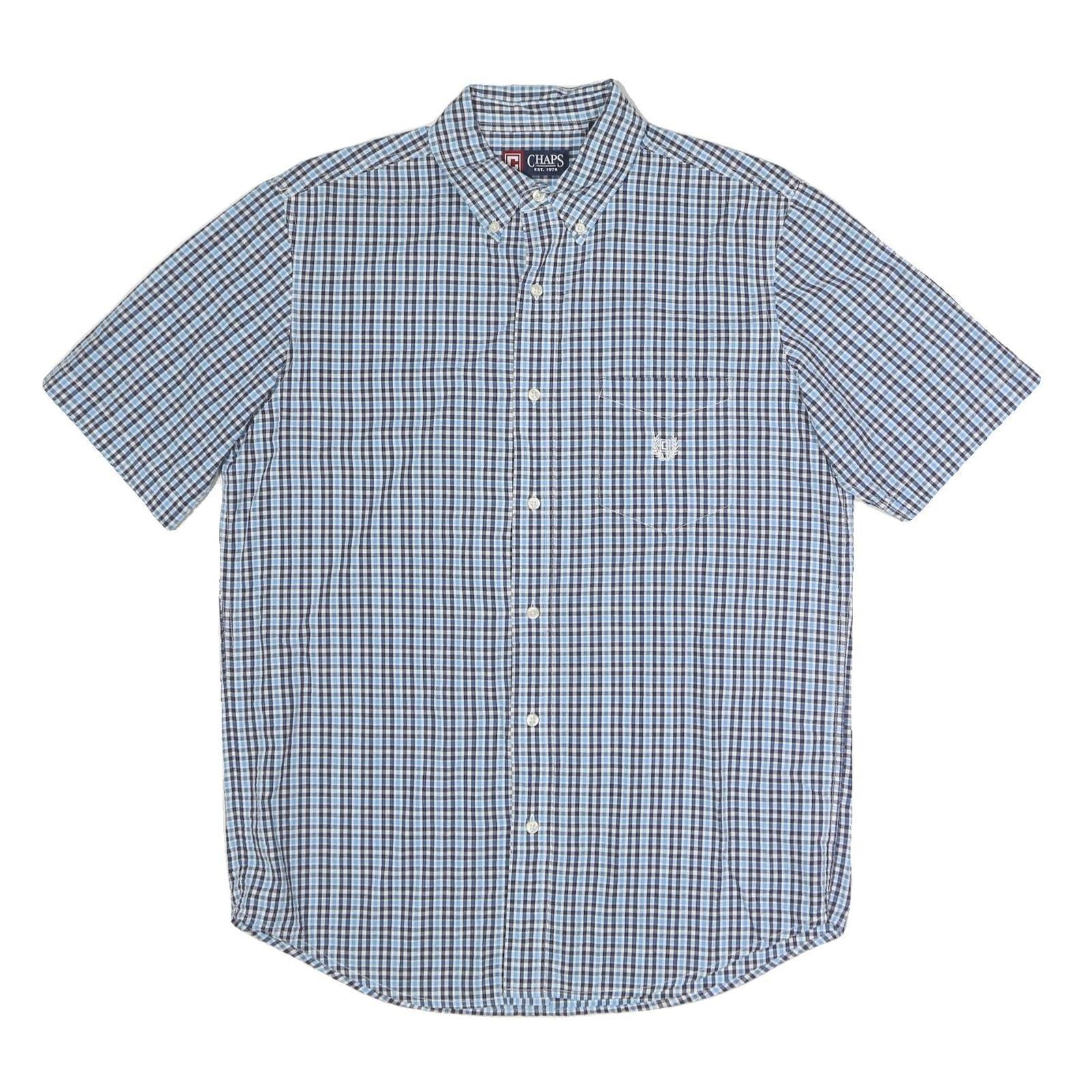 Buy CHAPS Mens Blue & Black Check Shirt M Button Down Collar Short Sleeve Cotton Refurbished - $31.19 CHAPS Mens Blue & Black Check Shirt M Button Down Collar Short Sleeve Cotton Refurbished - N/A refurbished available on Cerqular