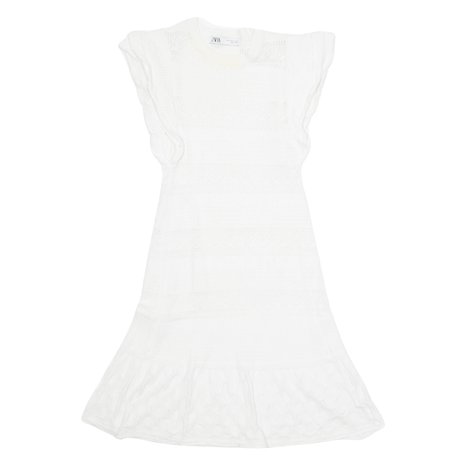ZARA Womens Fit & Flare Dress White Short Sleeve Knee Length S Refurbished - N/A refurbished available on Cerqular