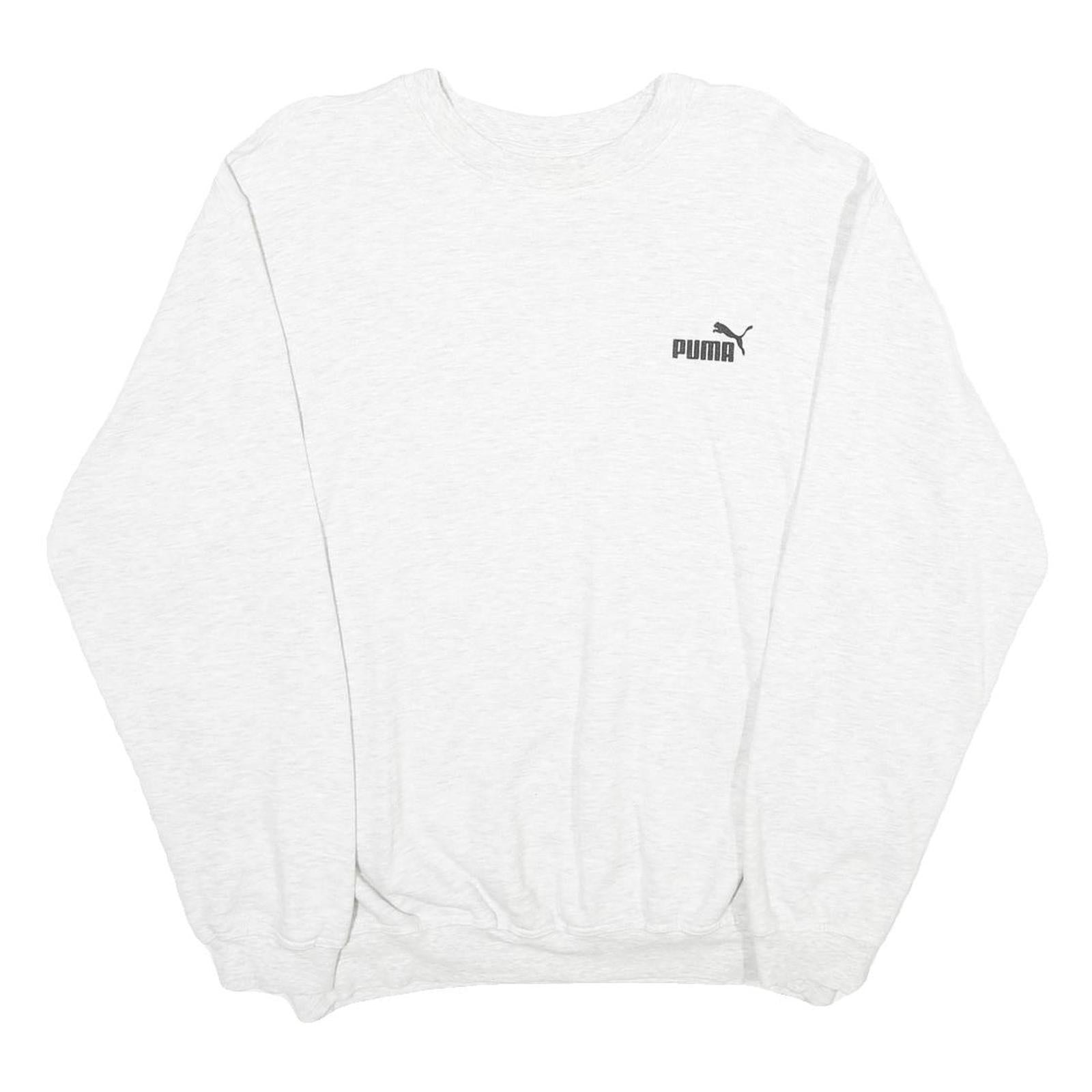 PUMA Mens White Crew Neck L Classic Cotton Sweatshirt Logo Pullover Refurbished - N/A refurbished available on Cerqular