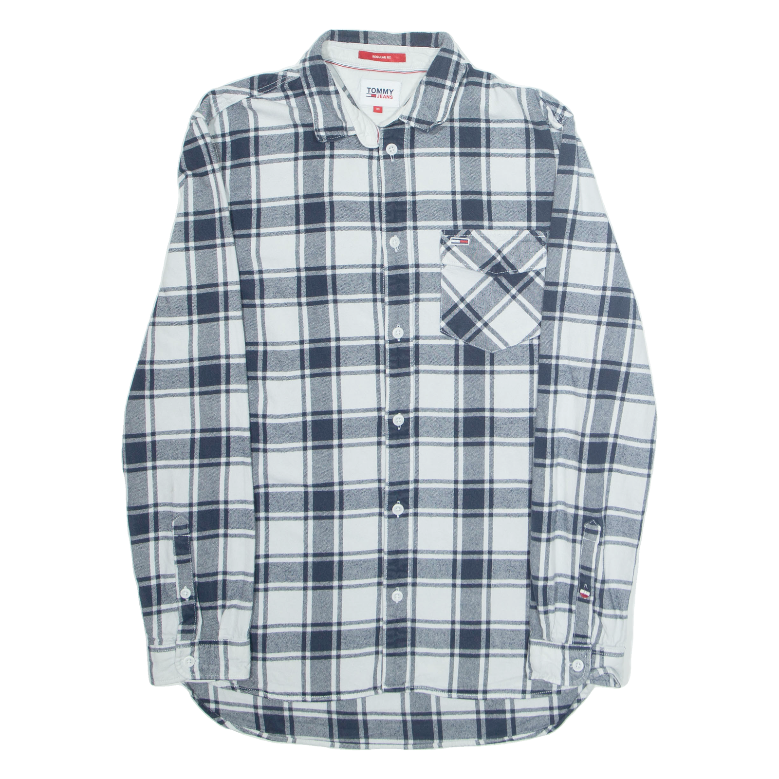 TOMMY HILFIGER Regular Fit Mens Flannel Shirt White Plaid Long Sleeve M Refurbished - N/A refurbished available on Cerqular