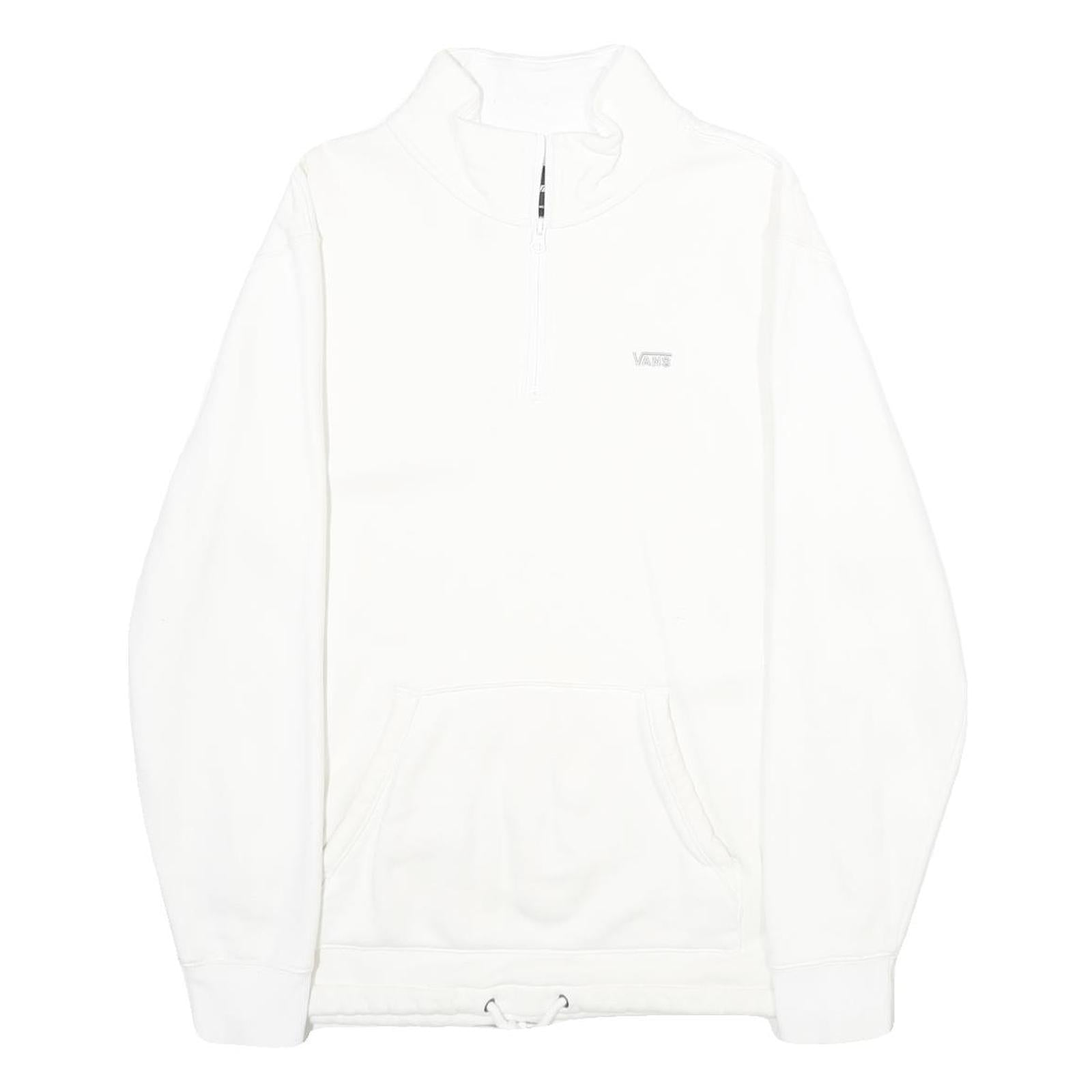 VANS Mens White Half Zip Sweatshirt M Cotton Blend Casual Pullover Refurbished - N/A refurbished available on Cerqular