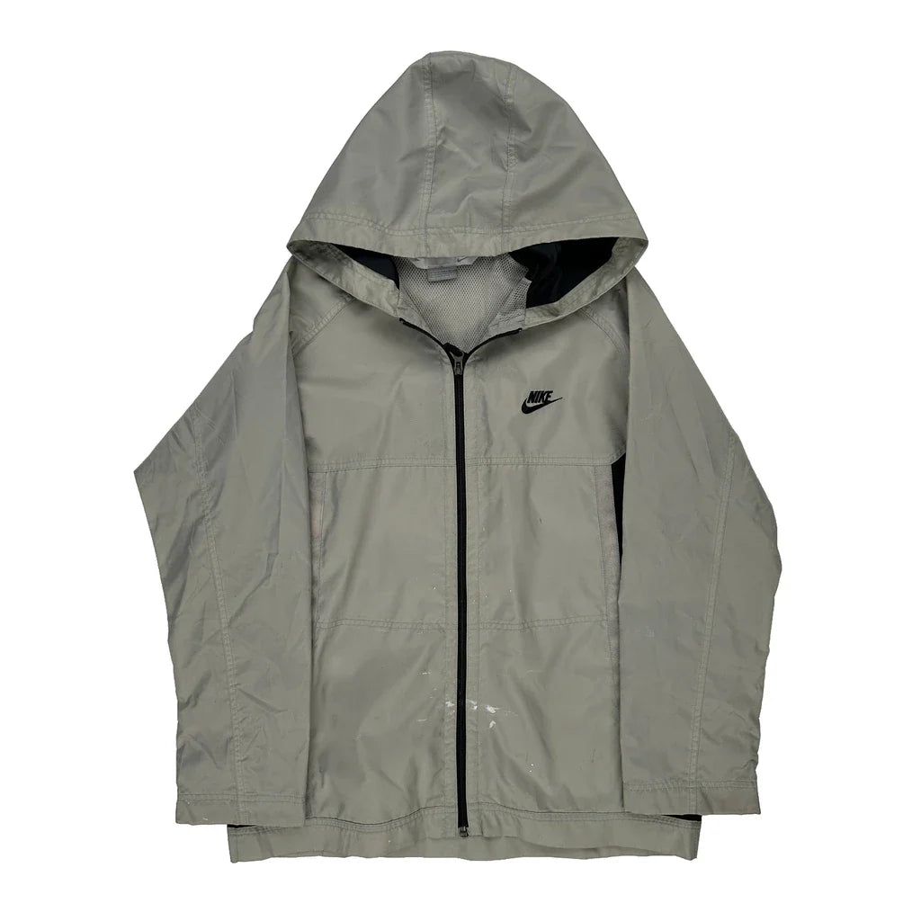 Age 15-16 Nike Windbreaker - XL Grey Polyester Refurbished - Thrifted (note: this is a term often used to describe second- refurbished available on Cerqular