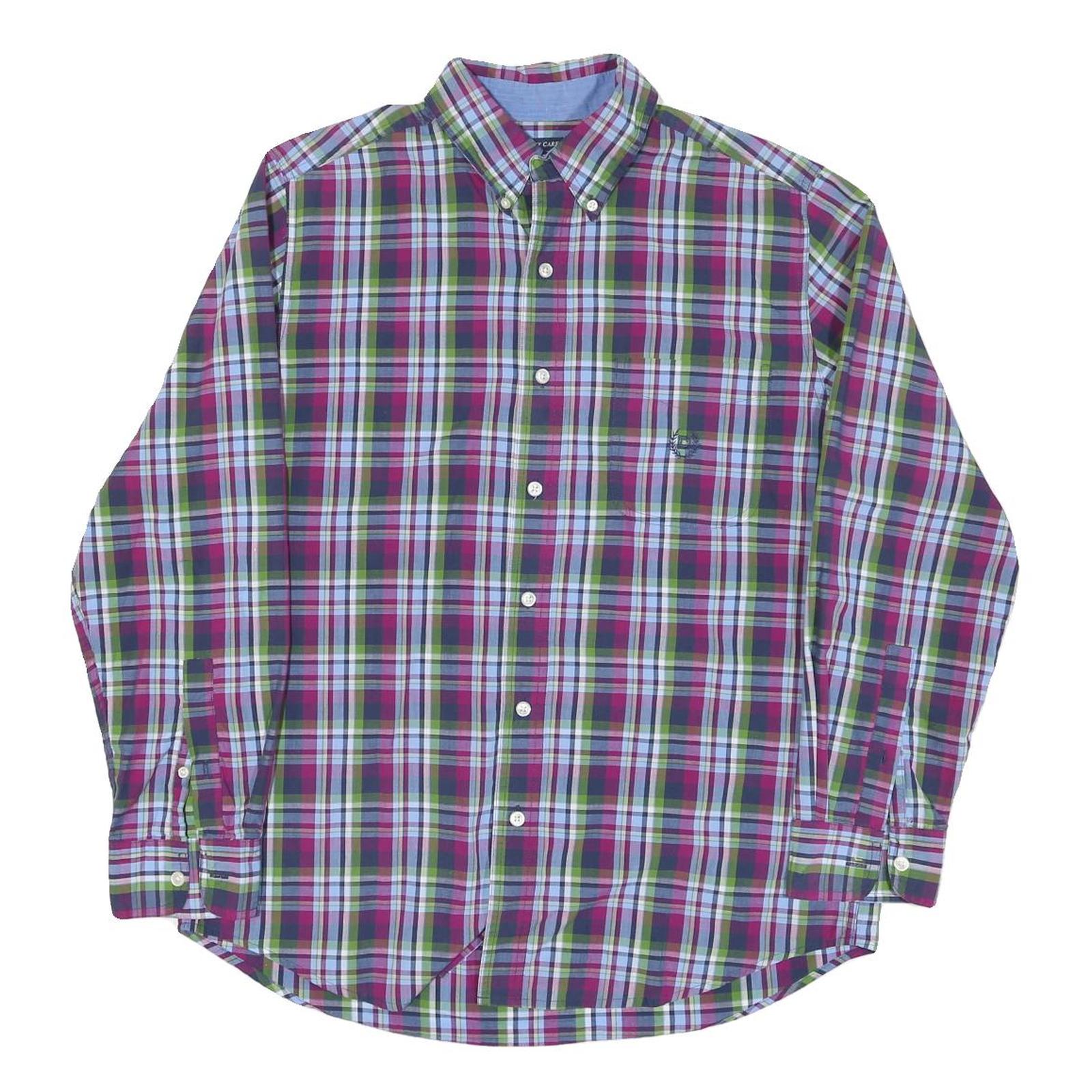 CHAPS Mens Purple & Green Plaid Cotton Blend Shirt M Button-Down Collar Long Refurbished - N/A refurbished available on Cerqular