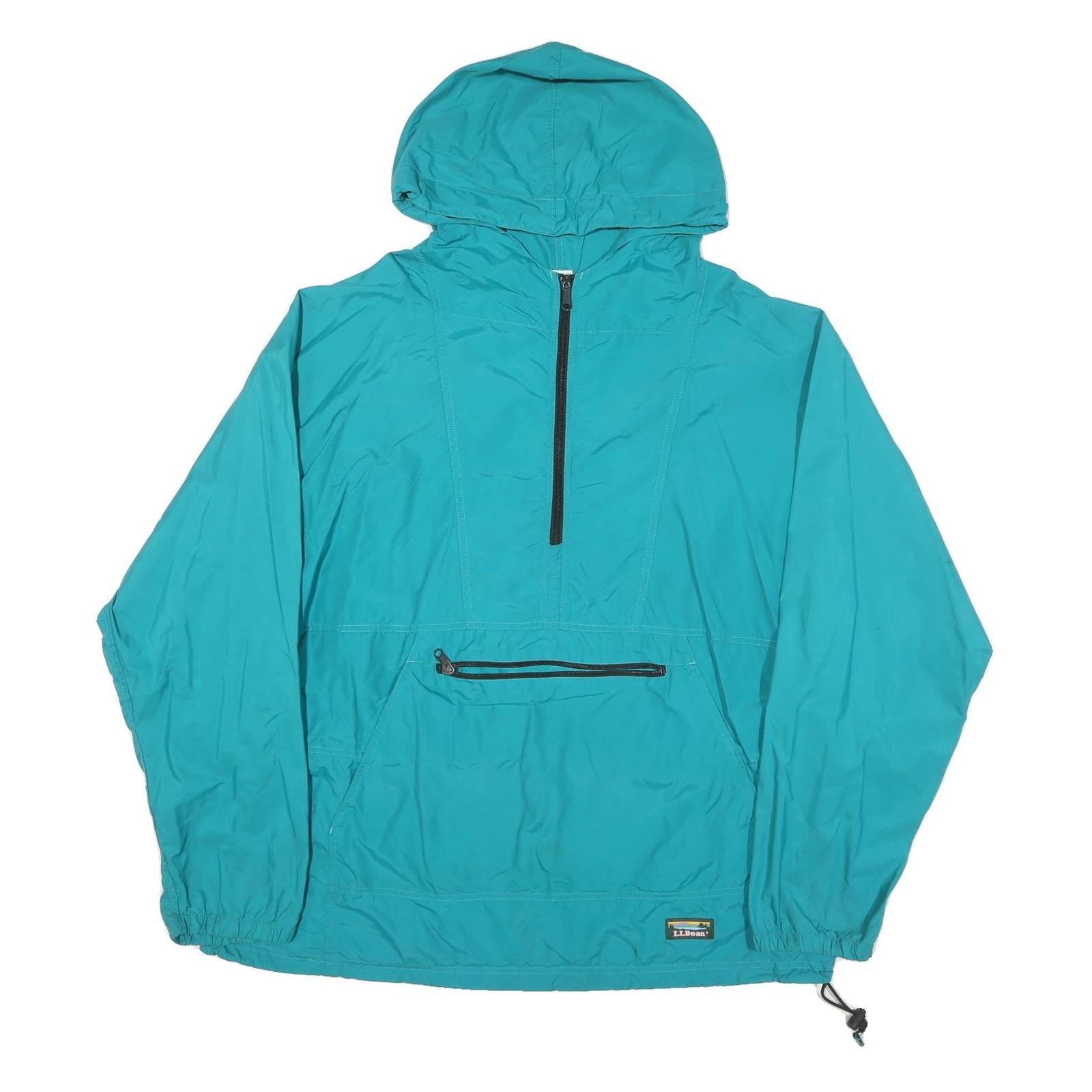 LL BEAN Mens Blue Outdoor Jacket XL Polyester Blend Zip Hooded Plain Windbreaker Refurbished - N/A refurbished available on Cerqular