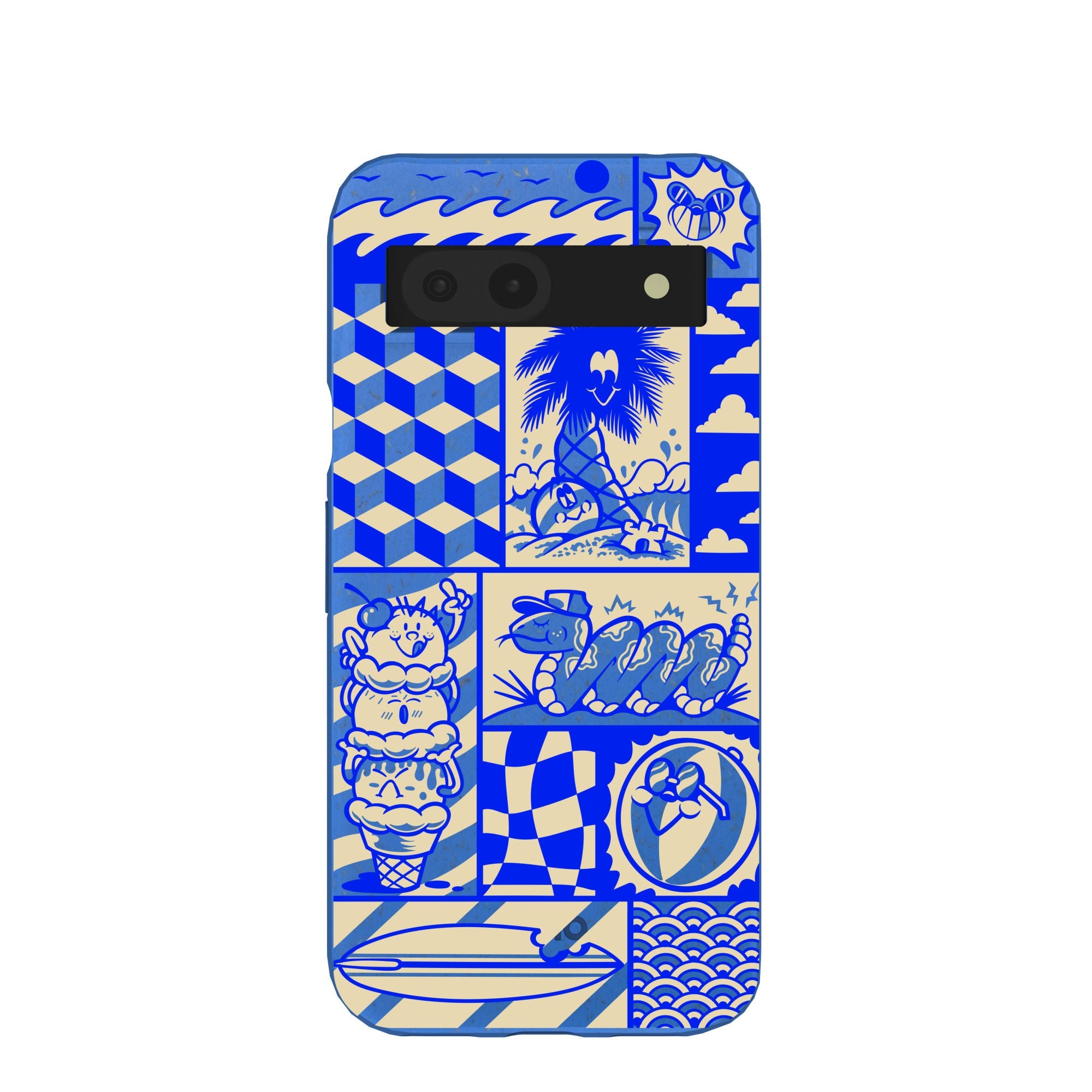 Electric Blue Summer Blues Google Pixel 8a Case Refurbished - Pela Case refurbished available on Cerqular