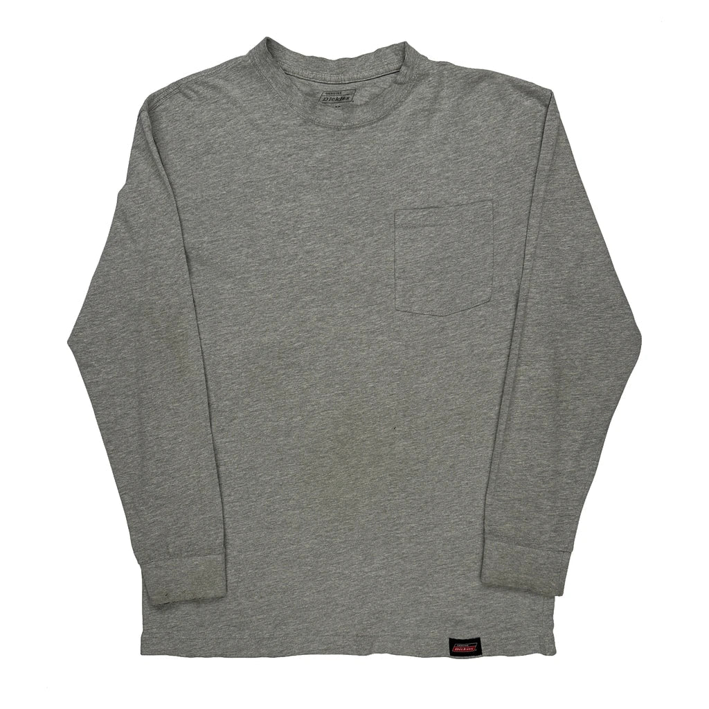 Dickies Long Sleeve T-Shirt - Medium Grey Cotton Refurbished - Thrifted (note: this is a term often used to describe second- refurbished available on Cerqular