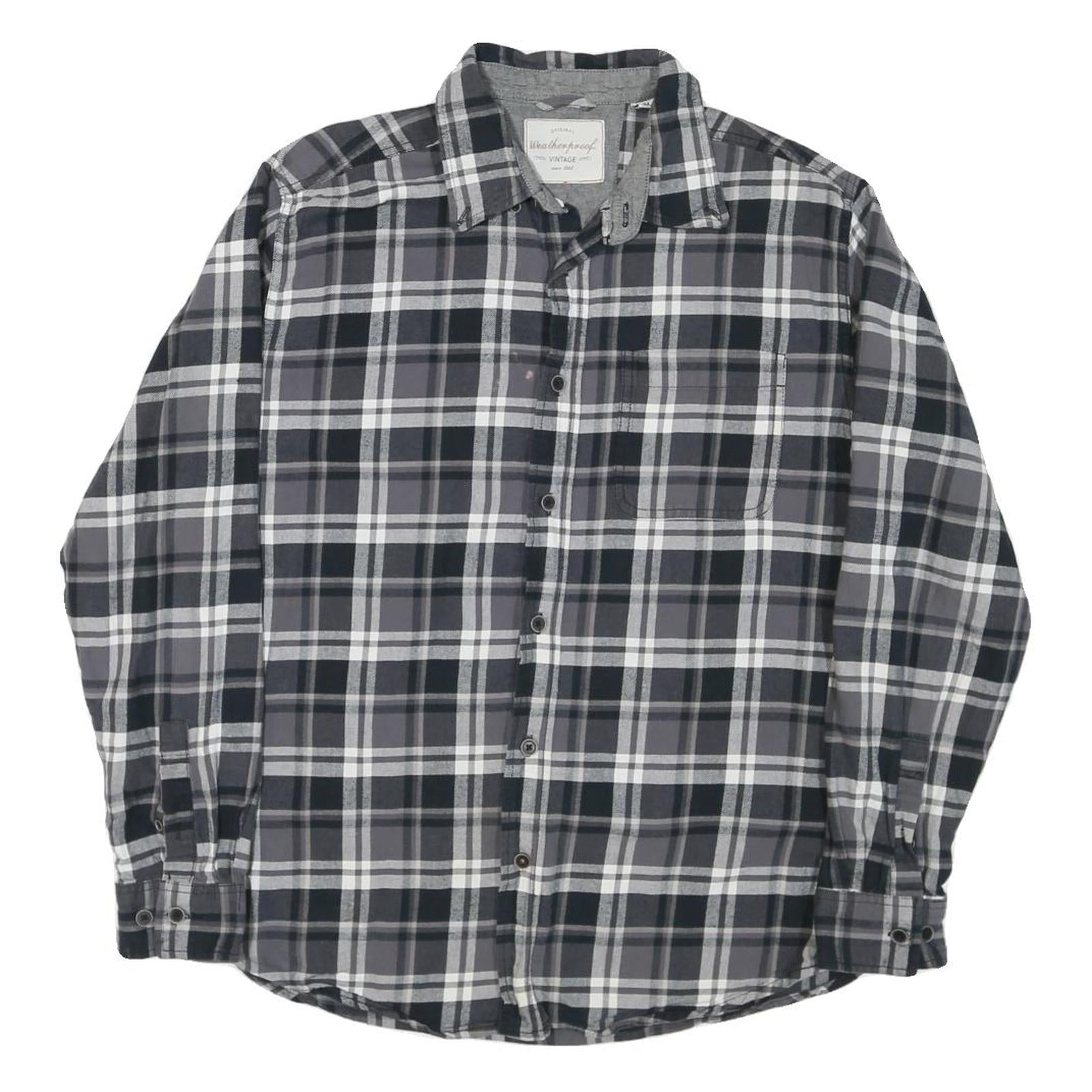 WEATHERPROOF Mens Black & Grey Check Shirt M Long Sleeve Cotton Blend Casual Refurbished - N/A refurbished available on Cerqular