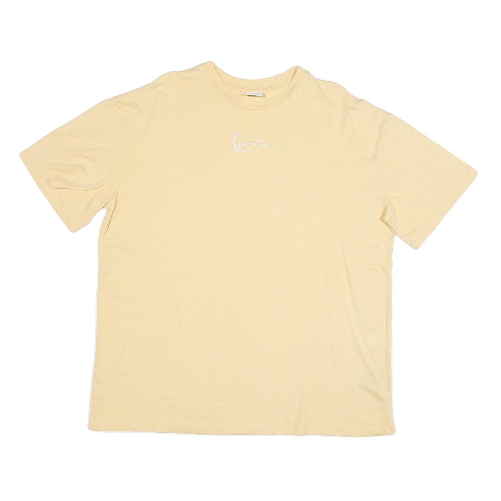 KARL KANI Mens Beige Cotton Blend T-Shirt S Short Sleeve Crew Neck Minimal Logo Refurbished - N/A refurbished available on Cerqular