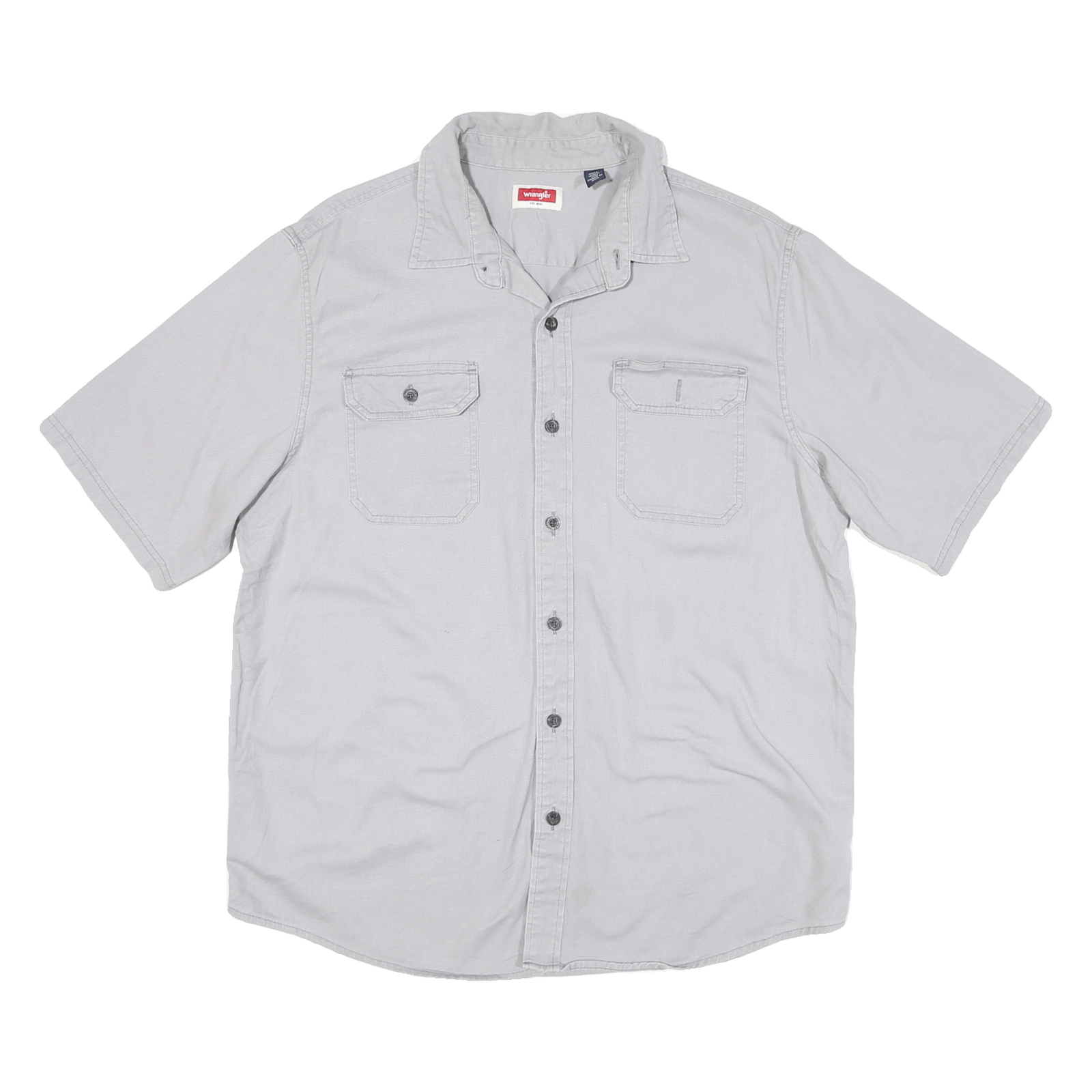 WRANGLER Mens Grey Cotton Blend Shirt L Casual Button Pocket Classic Refurbished - N/A refurbished available on Cerqular