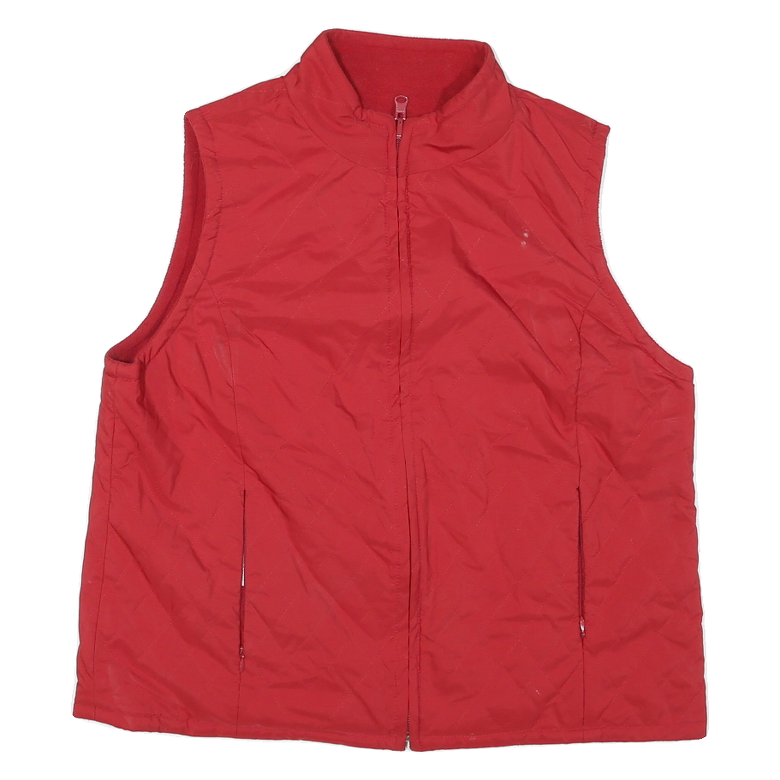 Mens Red Quilted Sleeveless Jacket M Polyester Blend Zip Outdoor Casual Refurbished - N/A refurbished available on Cerqular