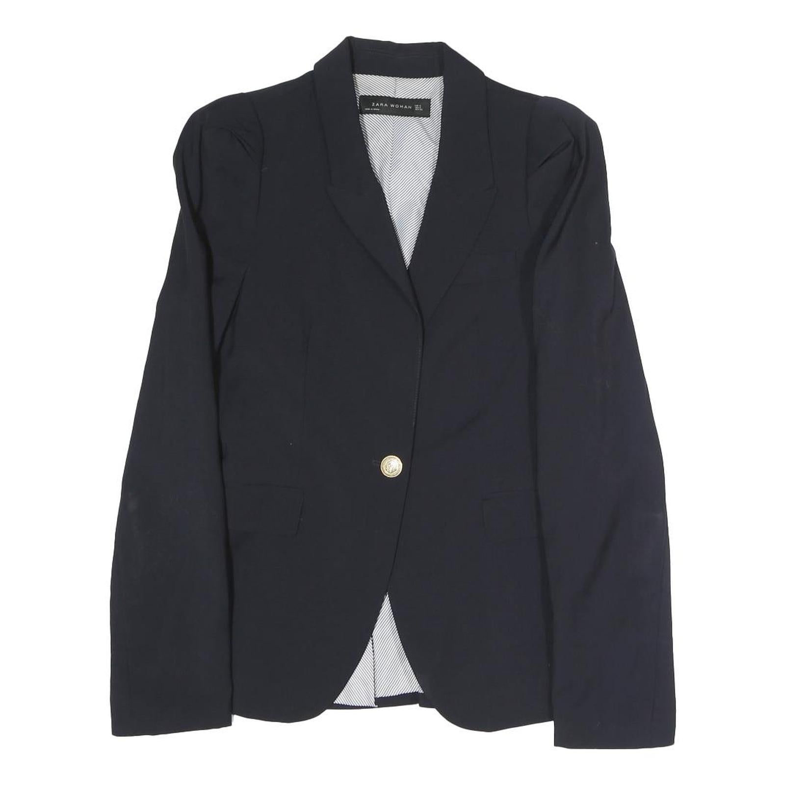 ZARA WOMAN Womens Black Jacket S Polyester Blend Button Plain Tailored Blazer Refurbished - N/A refurbished available on Cerqular