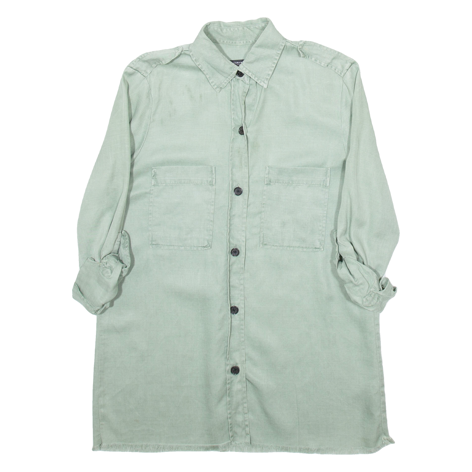ZARA Womens Shirt Green Collared 3/4 Sleeve S Refurbished - N/A refurbished available on Cerqular