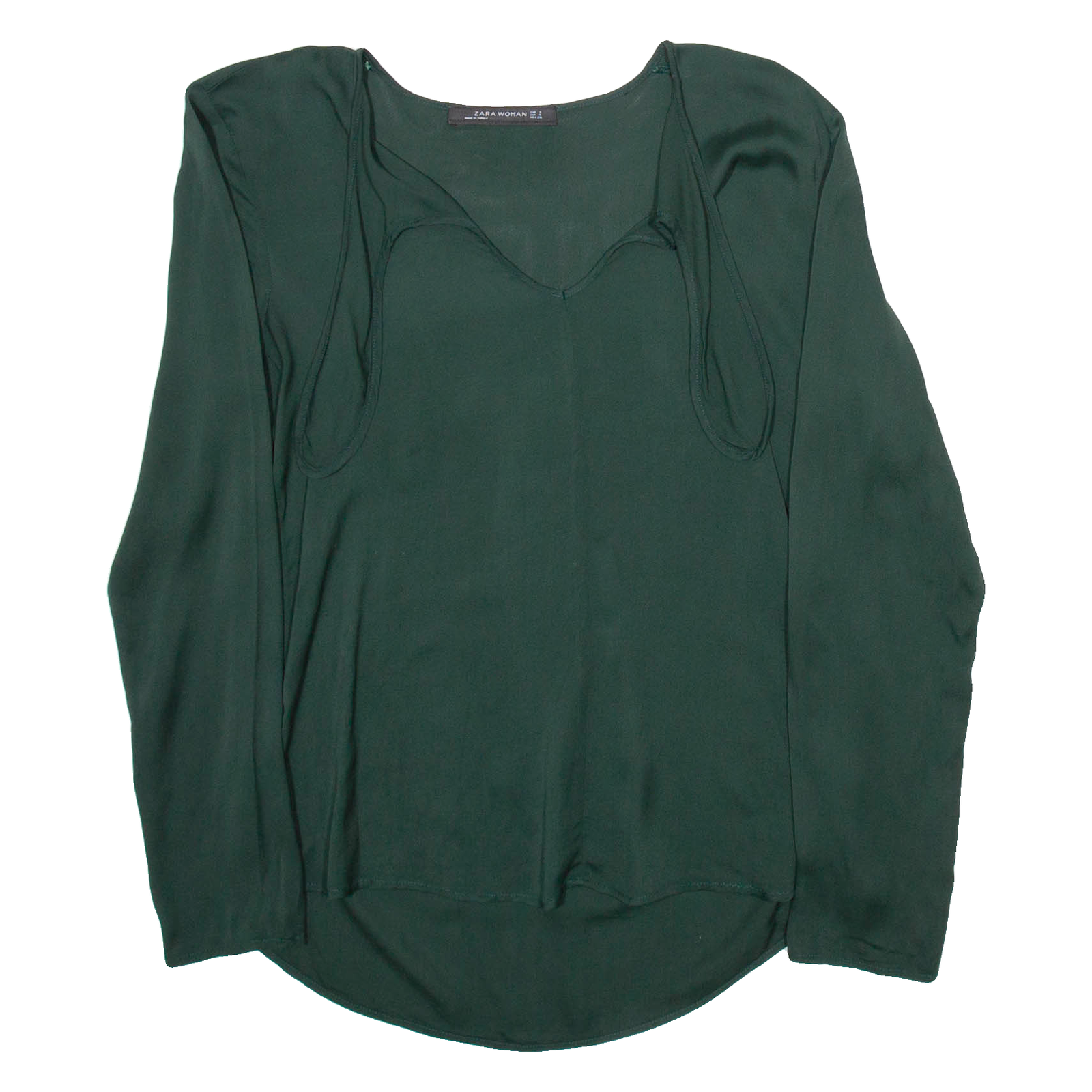 ZARA Womens Blouse Green Long Sleeve S Refurbished - N/A refurbished available on Cerqular