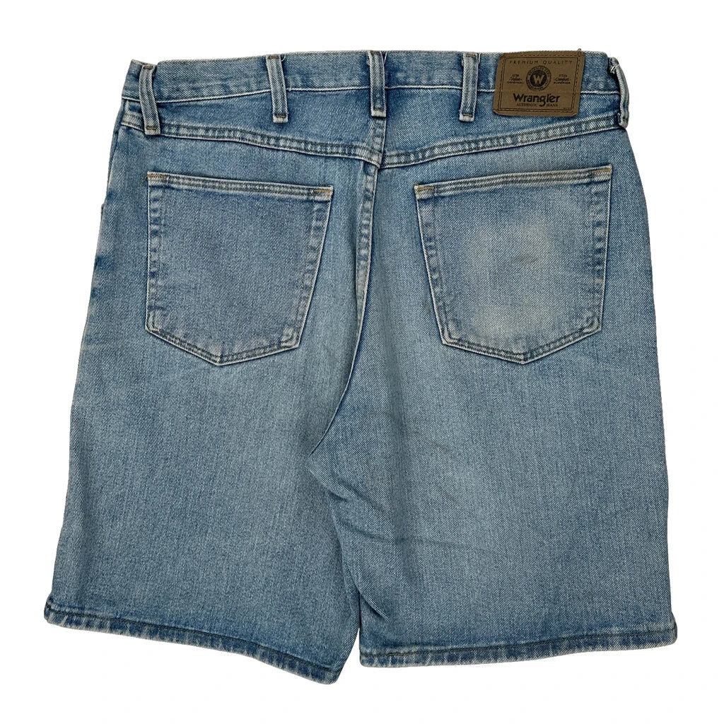 Wrangler Denim Shorts - 36W 9L Light Wash Cotton Refurbished - Thrifted (note: this is a term often used to describe second- refurbished available on Cerqular