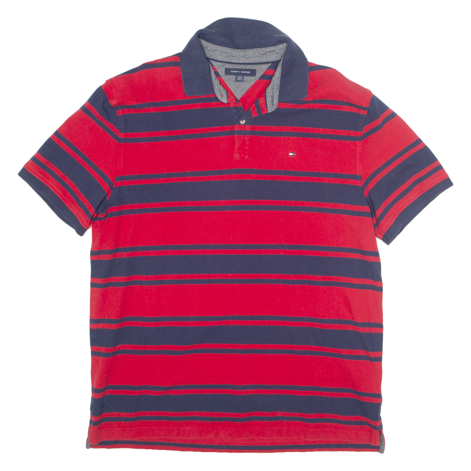 TOMMY HILFIGER Mens Polo Shirt Red Striped XL Refurbished - N/A refurbished available on Cerqular