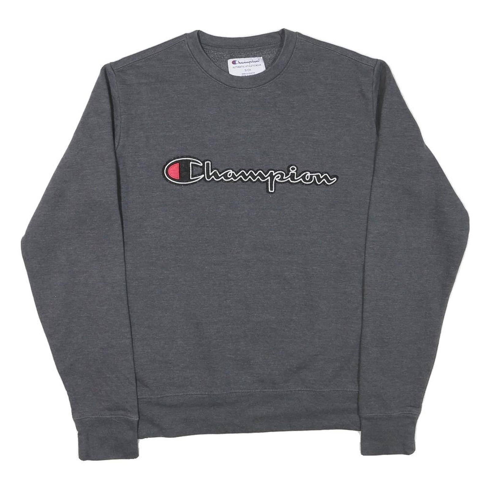 CHAMPION Mens Grey Cotton Blend Crew Neck S Logo Sweatshirt Casual Pullover Refurbished - N/A refurbished available on Cerqular