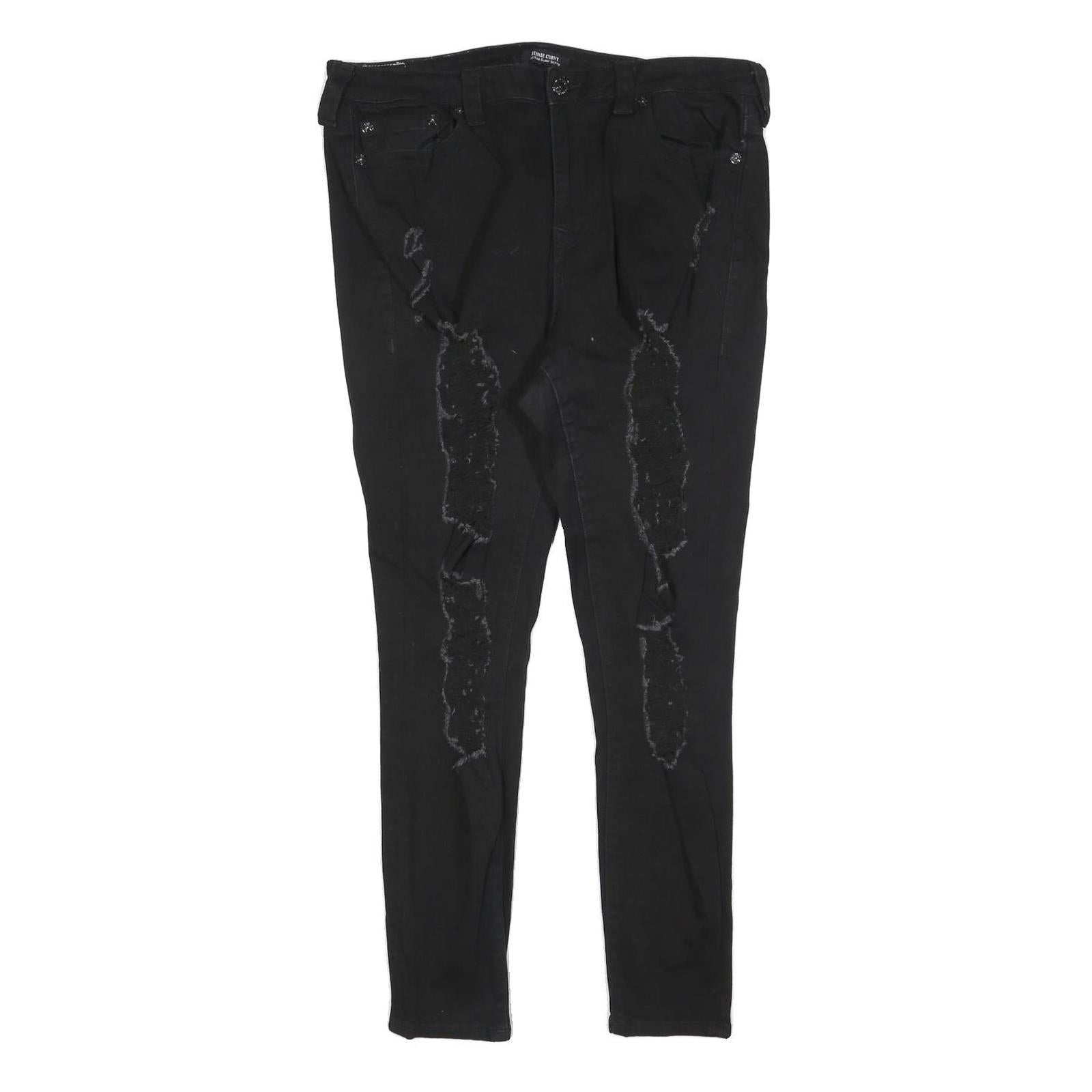 TRUE RELIGION Womens Black Slim Skinny Denim Dark W34 L28 Distressed Jeans Refurbished - N/A refurbished available on Cerqular