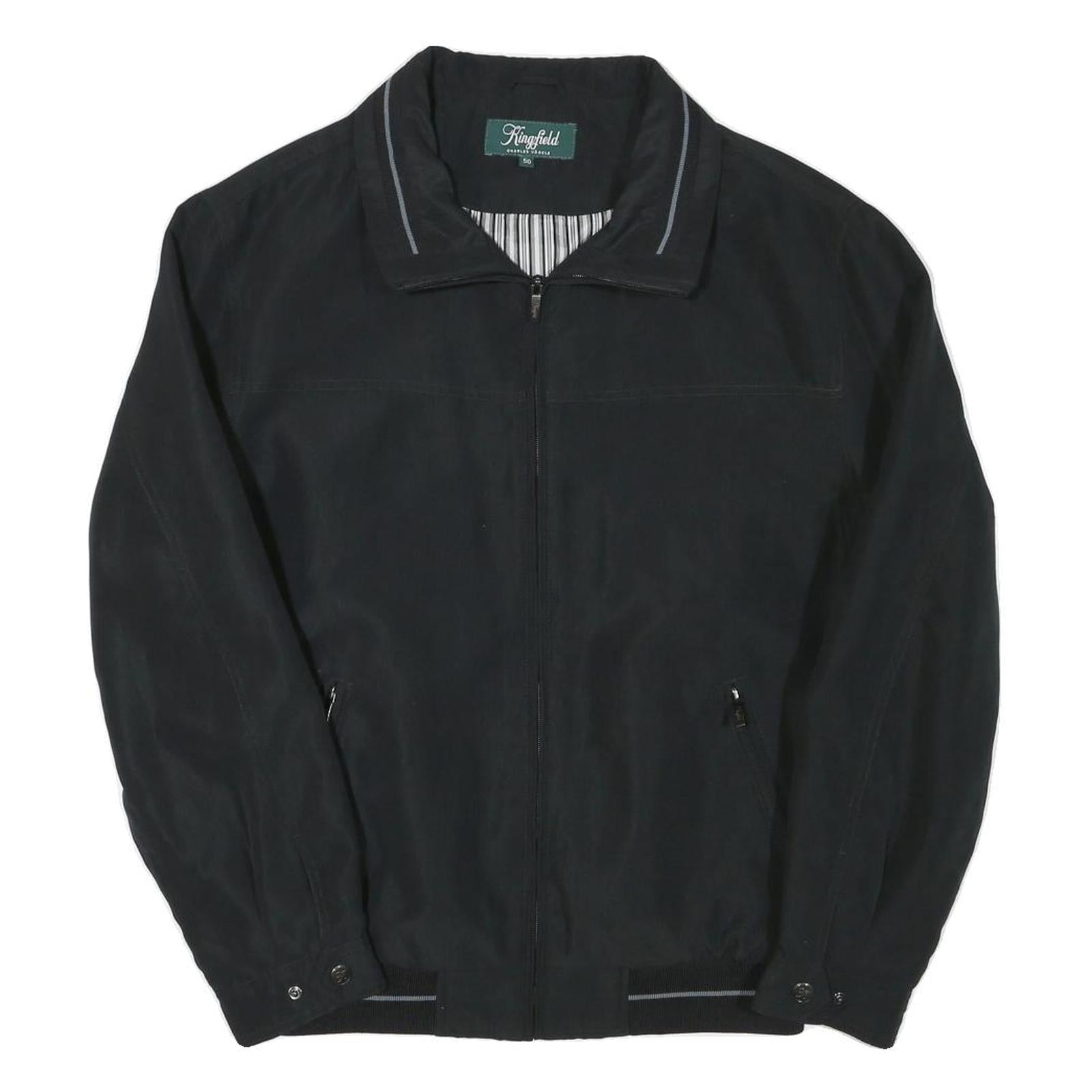 KINGFIELD Mens Black Zip Jacket L Polyester Blend Classic Casual Lightweight Refurbished - N/A refurbished available on Cerqular