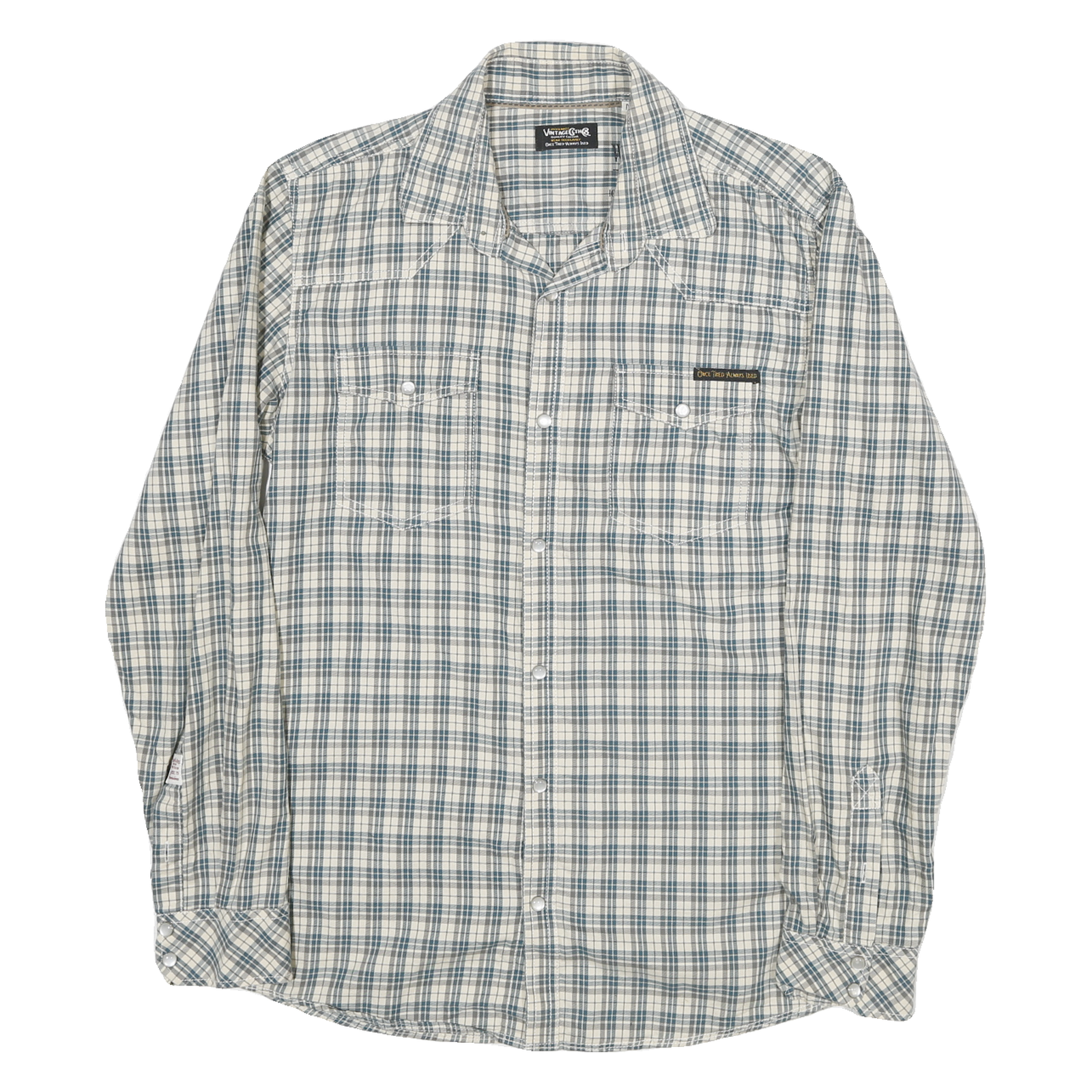 JACK AND JONES Mens Blue & White Checked Shirt M Casual Cotton Blend Long Sleeve Refurbished - N/A refurbished available on Cerqular