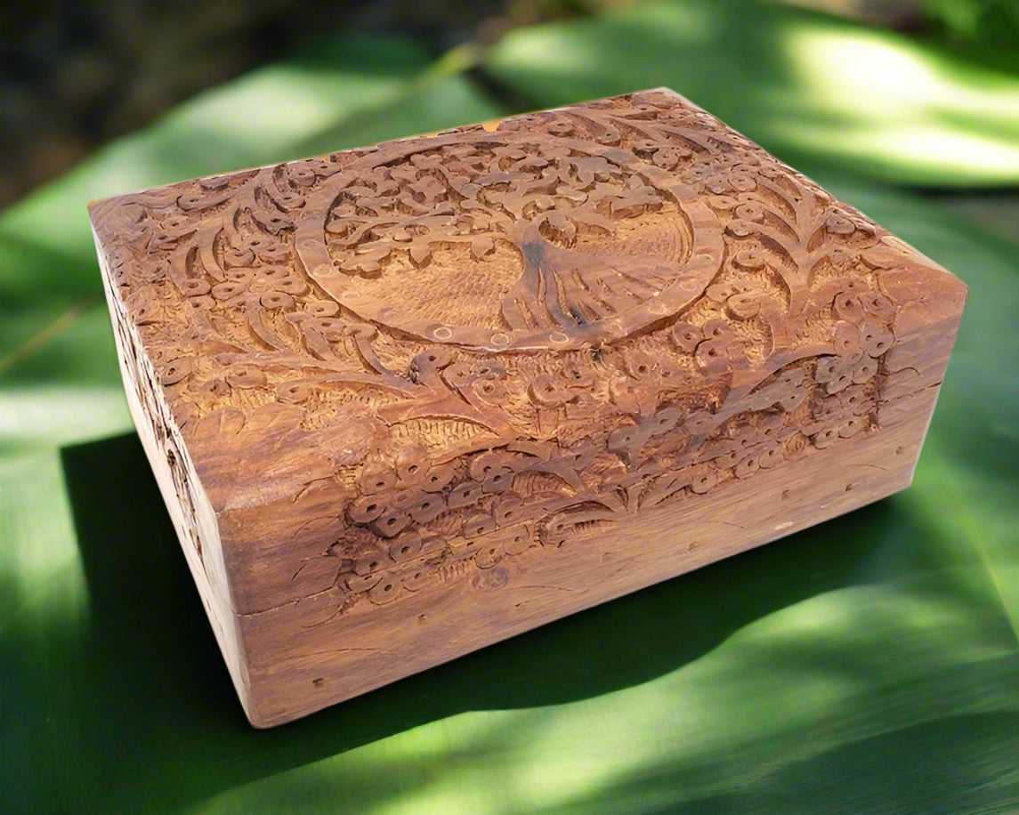 Roots and Reverence – Tree of Life Wooden Keepsake Box (5"" x 7"") Refurbished - N/A refurbished available on Cerqular