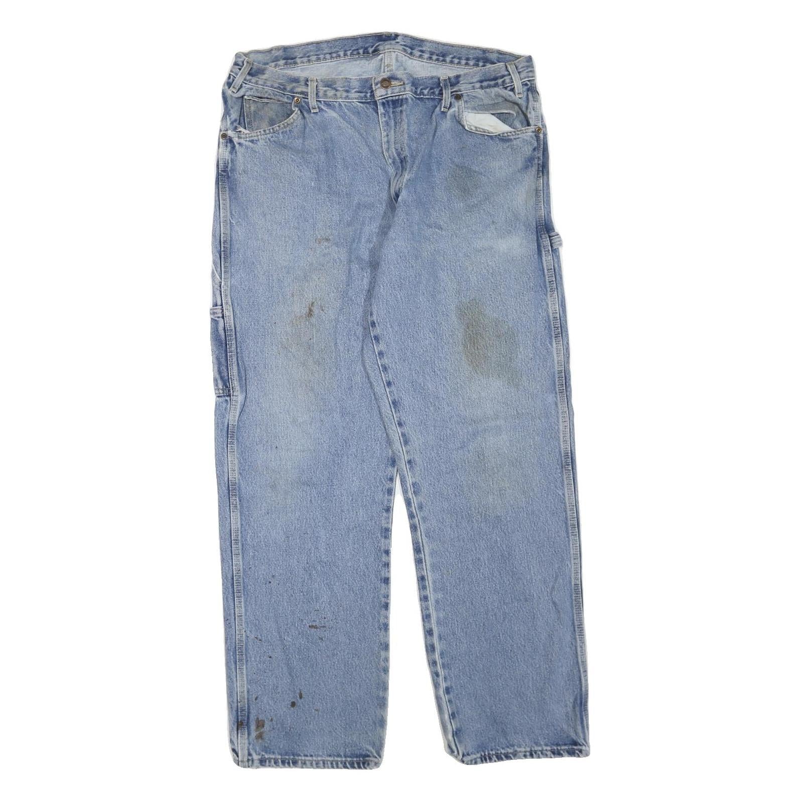DICKIES Mens Jeans Blue Regular Straight Denim Light W40 L32 Workwear Zip Refurbished - N/A refurbished available on Cerqular