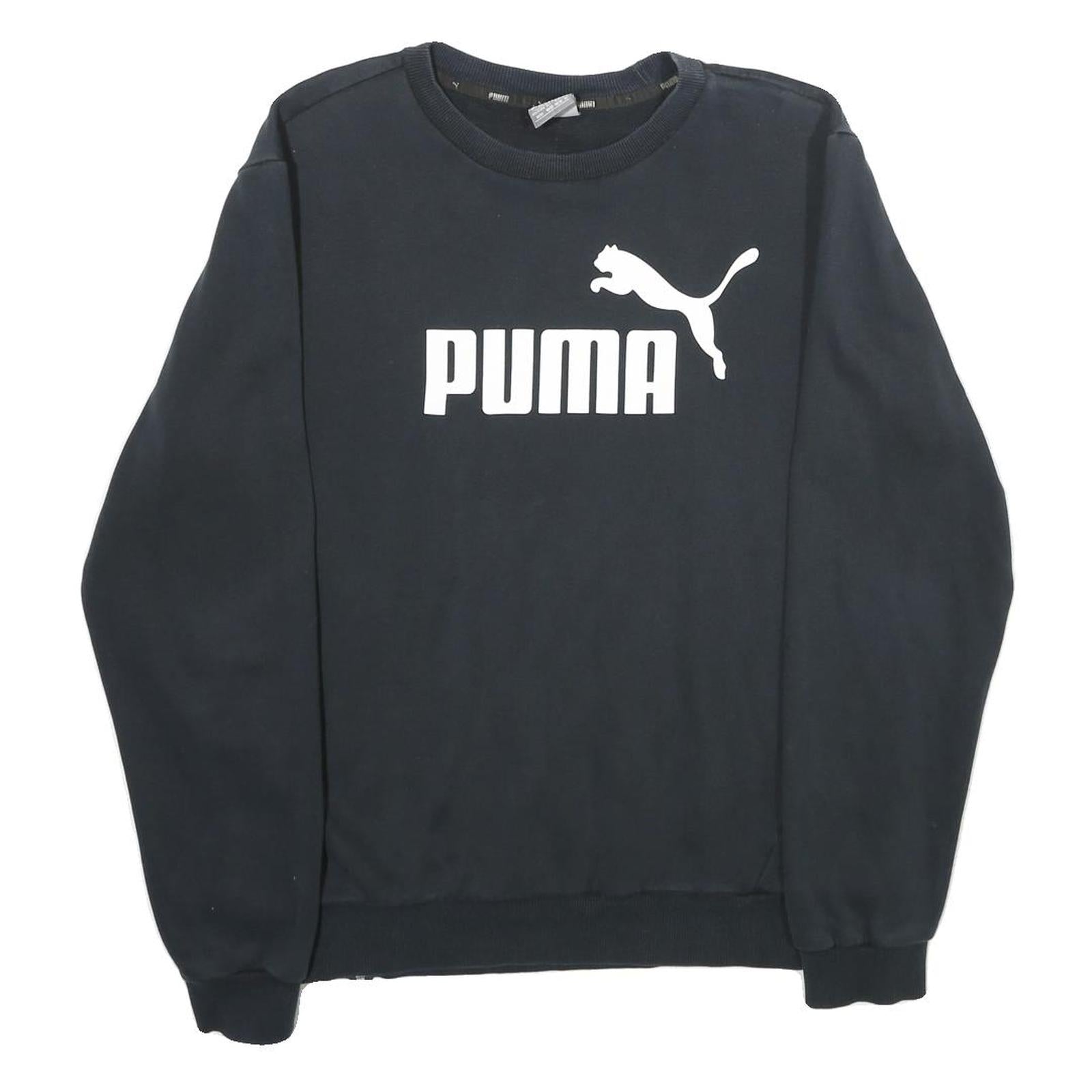PUMA Mens Black Cotton Blend Crew Neck M Logo Sweatshirt Pullover Casual Refurbished - N/A refurbished available on Cerqular