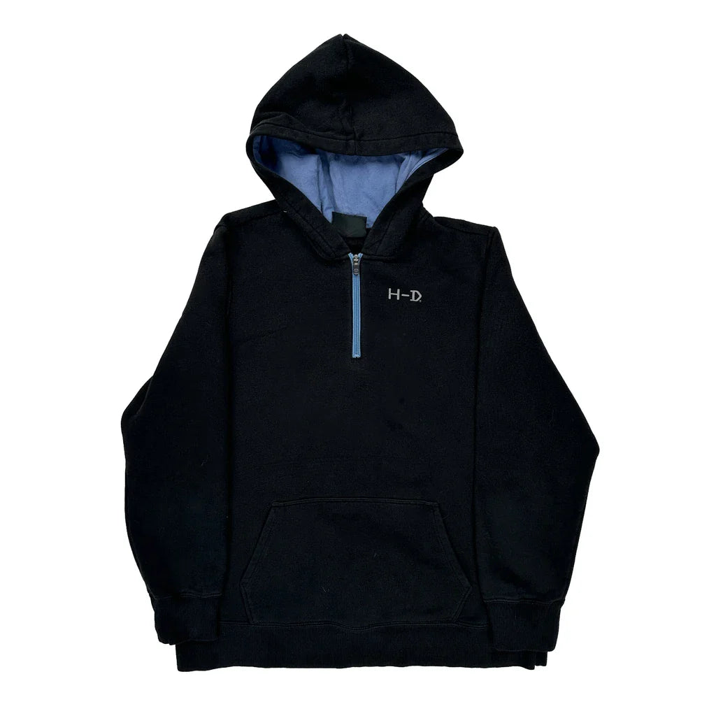 Harley Davidson Graphic Hoodie - XL Black Cotton Refurbished - Thrifted (note: this is a term often used to describe second- refurbished available on Cerqular