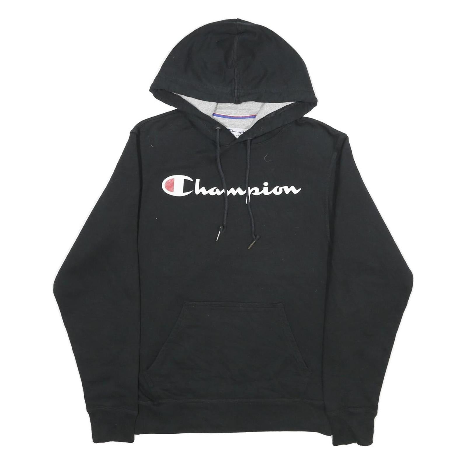CHAMPION Mens Black Pullover Hoodie S Cotton Blend Drawstring Hood Casual Refurbished - N/A refurbished available on Cerqular
