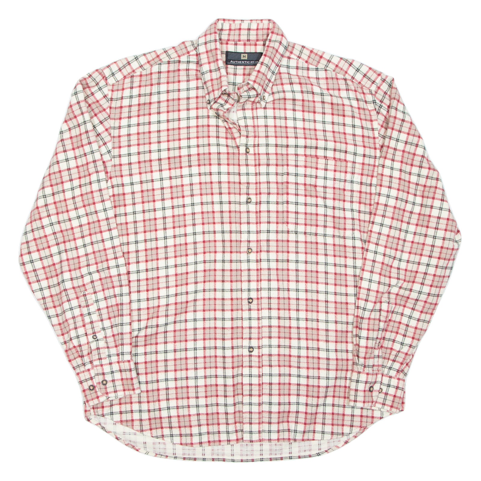 AUTHENTIC WEAR Mens Flannel Shirt Red Check Long Sleeve M Refurbished - N/A refurbished available on Cerqular