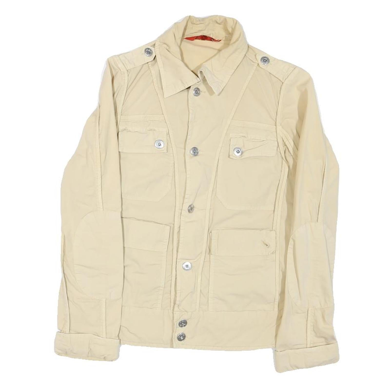 L.J Womens Beige Button Cotton Blend Jacket S Casual Classic Cotton Blend Refurbished - N/A refurbished available on Cerqular
