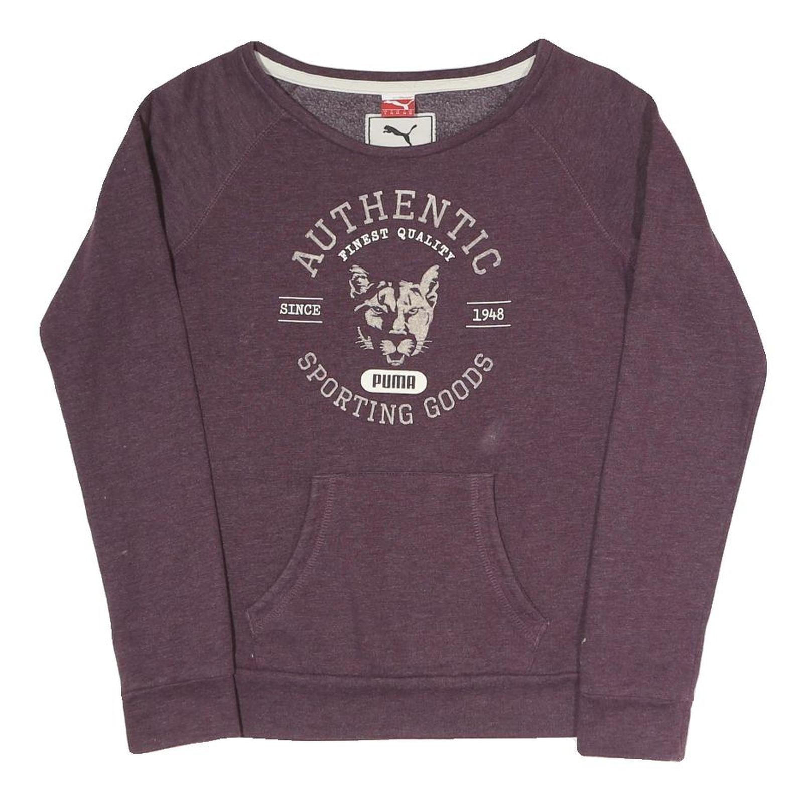 PUMA Womens Purple Authentic Sporting Goods Crew Neck UK 10 Sweatshirt Cotton Refurbished - N/A refurbished available on Cerqular
