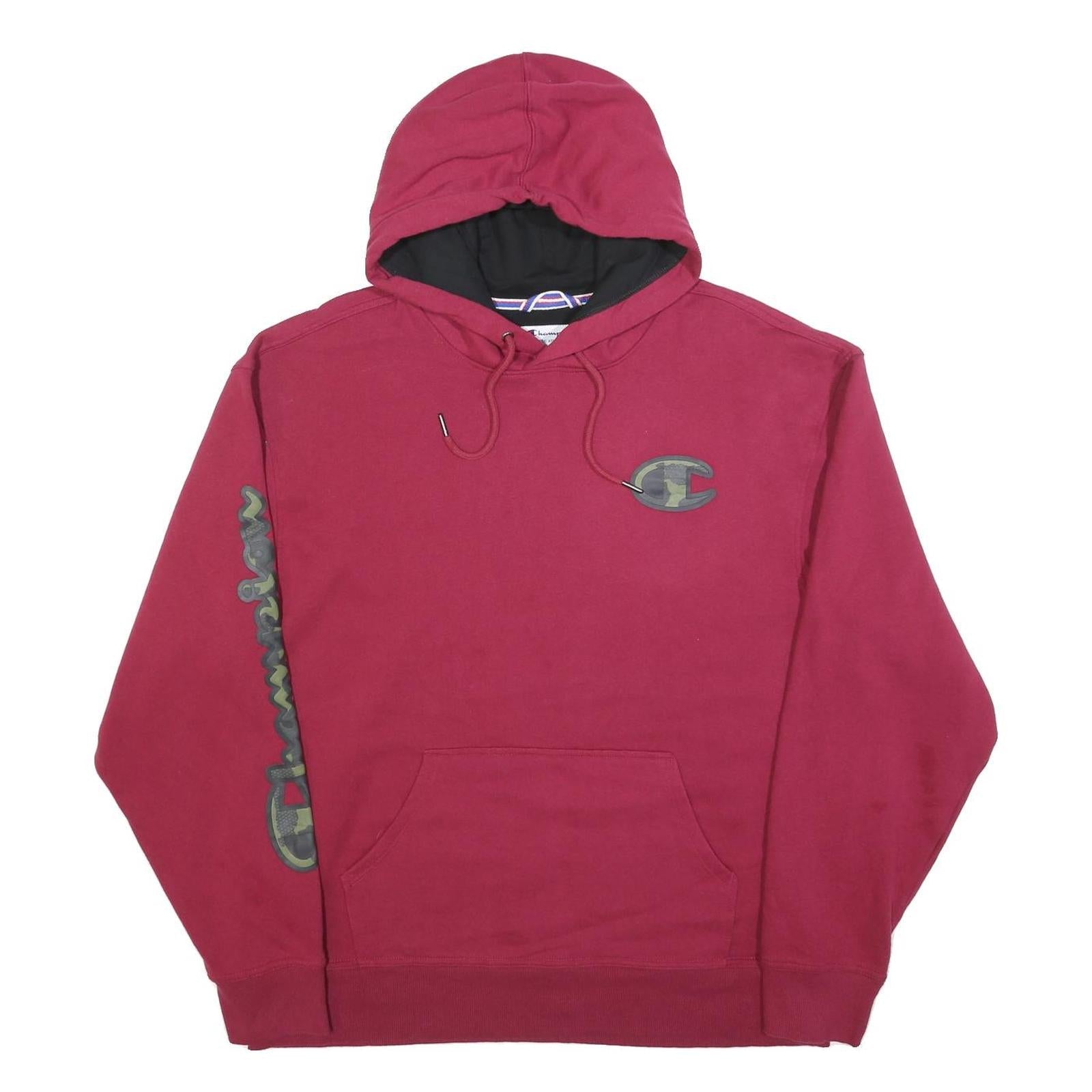 CHAMPION Mens Maroon Hoodie XL Camo Print Logo Pullover Casual Cotton Blend Refurbished - N/A refurbished available on Cerqular