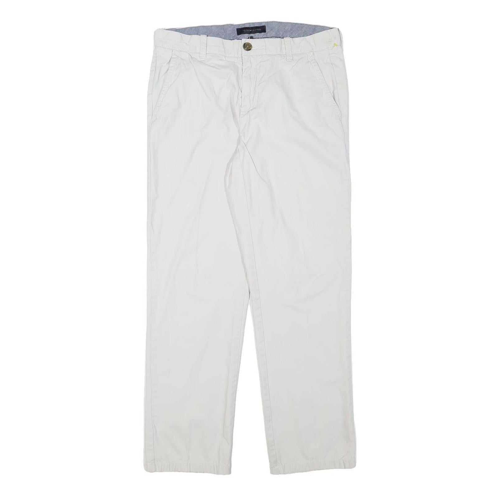 TOMMY HILFIGER Mens Cotton Blend White Regular Fit Straight Trousers W30 L28 Refurbished - N/A refurbished available on Cerqular