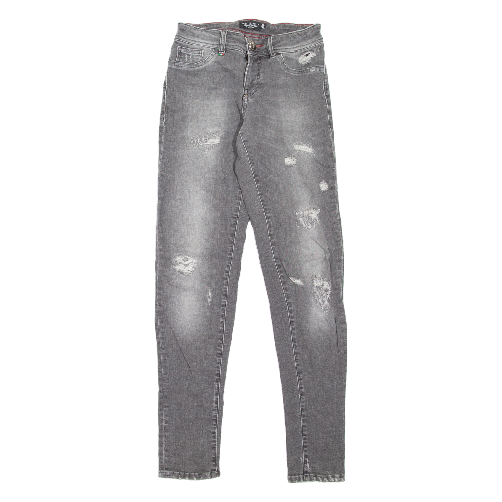 PHILIPP PLEIN Distressed Womens Jeans Grey Slim Skinny Stone Wash W25 L31 Refurbished - N/A refurbished available on Cerqular