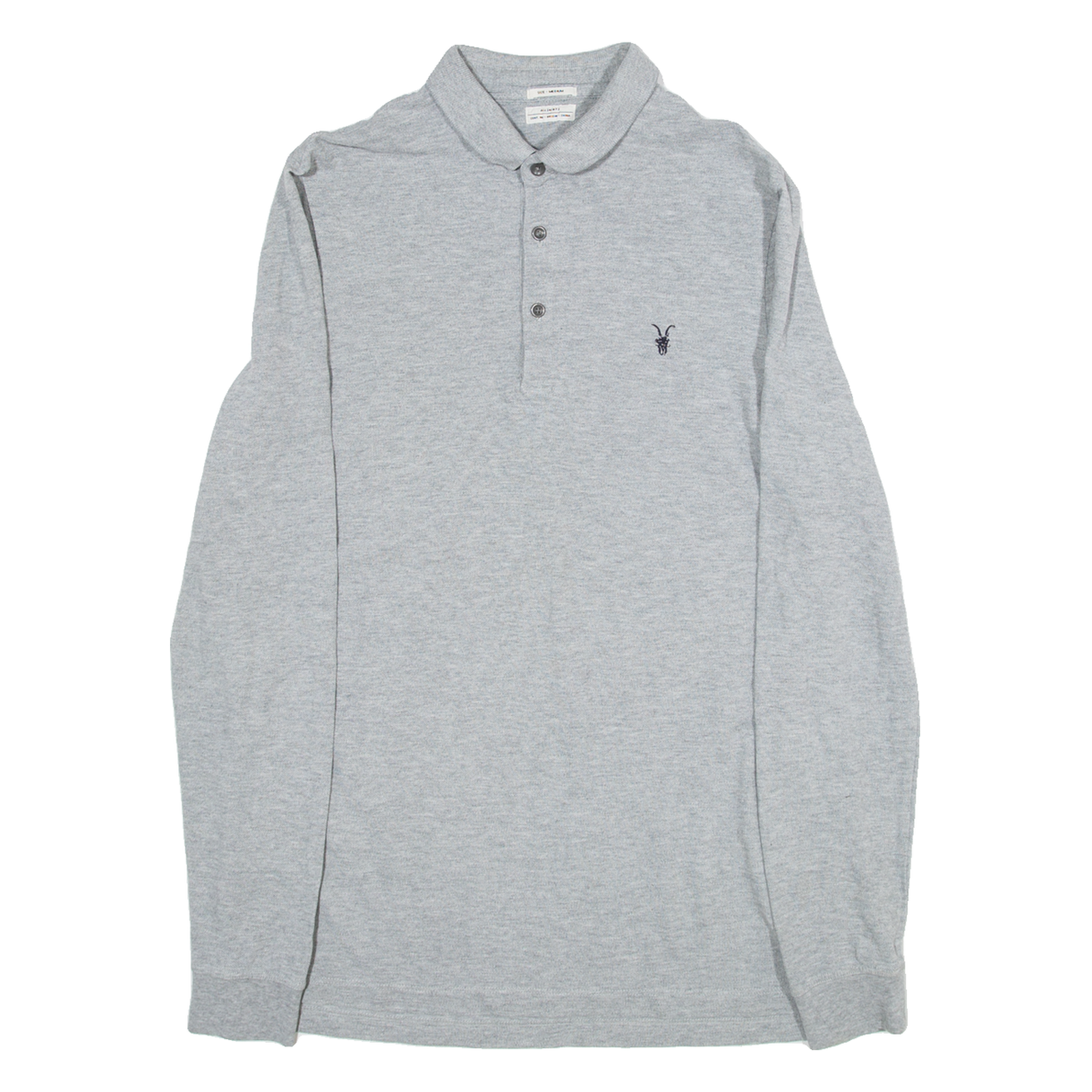 ALL SAINTS Mens Polo Shirt Grey Long Sleeve M Refurbished - N/A refurbished available on Cerqular