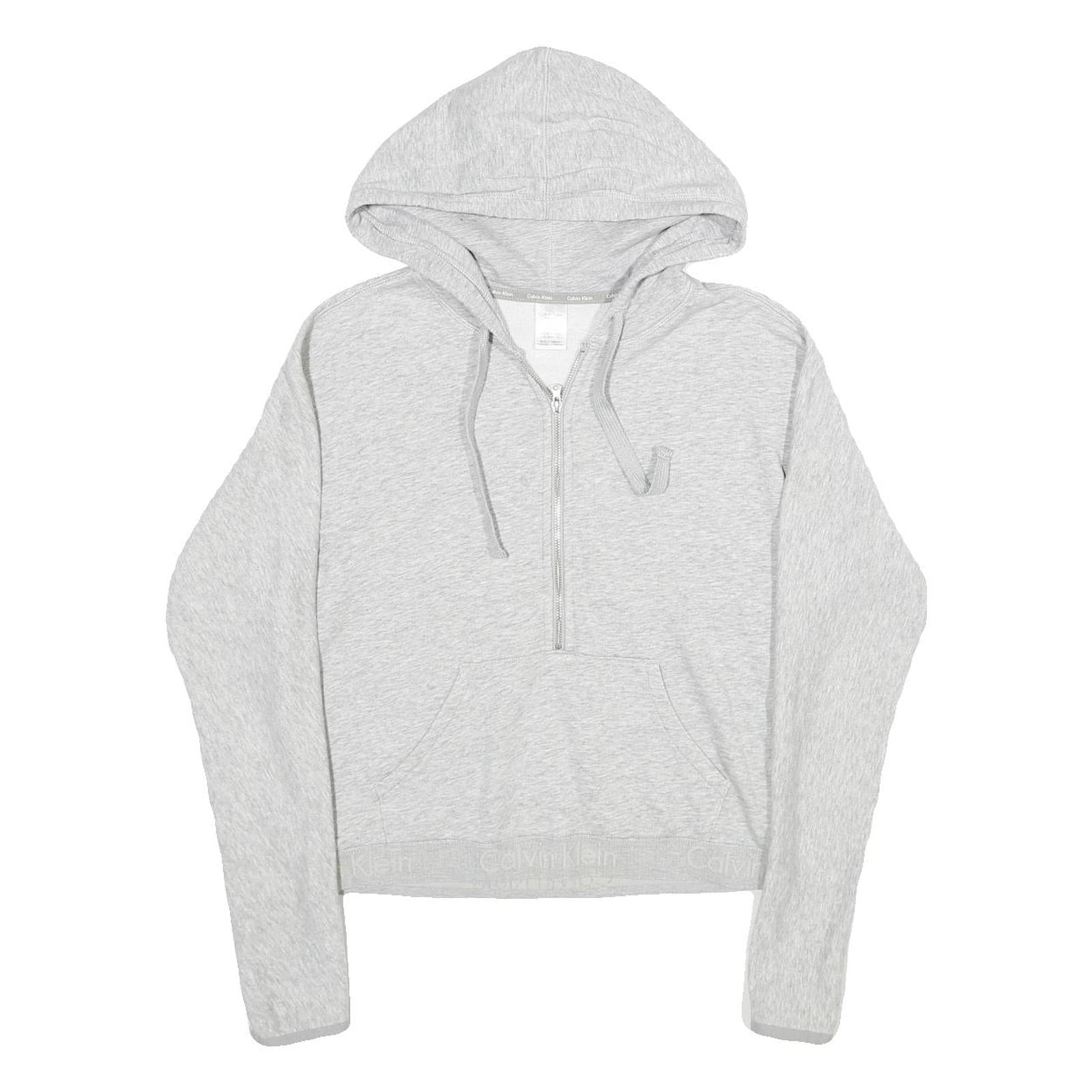CALVIN KLEIN Womens Grey Pullover Hoodie S Half Zip Sweatshirt Casual Refurbished - N/A refurbished available on Cerqular