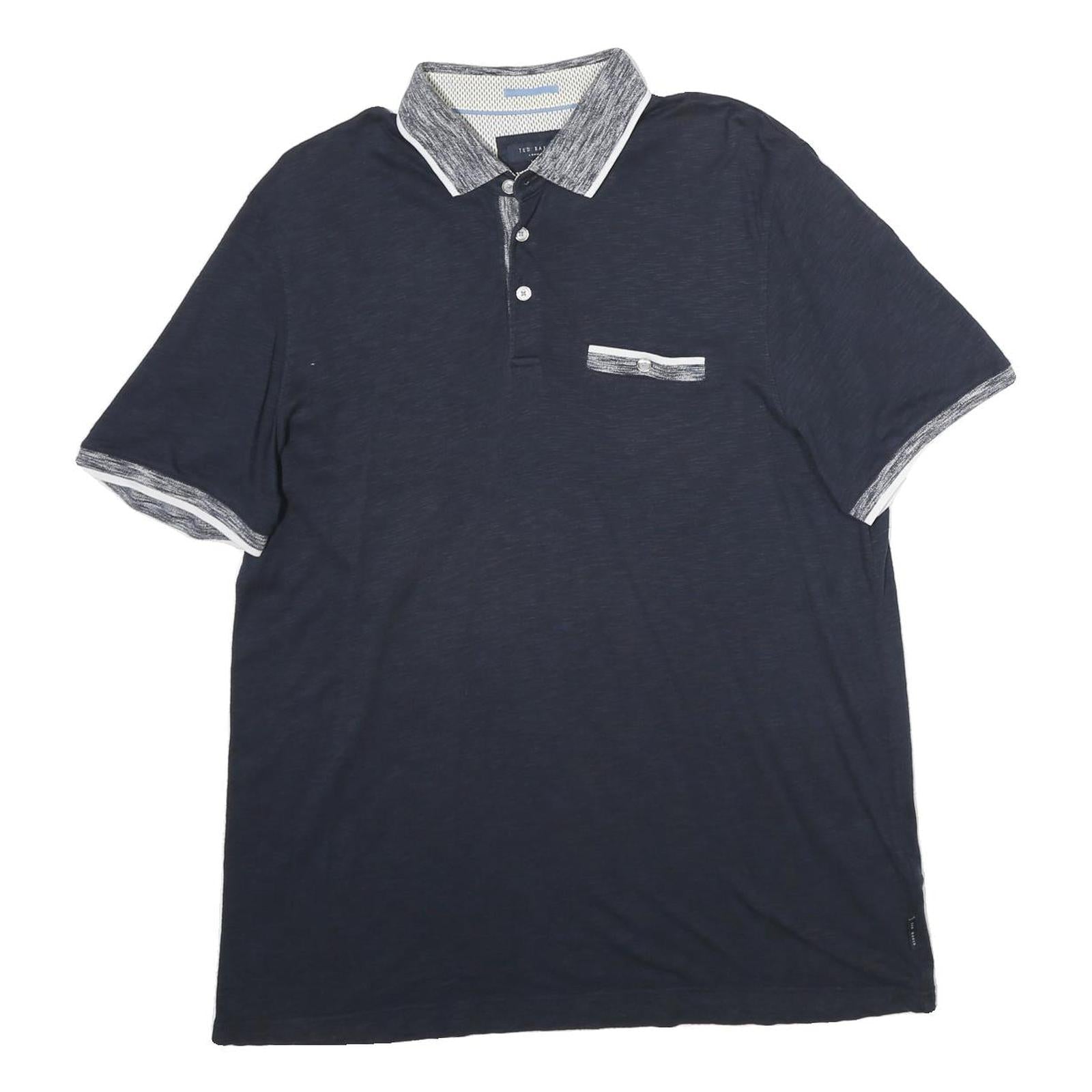 TED BAKER Mens Navy Blue Cotton Blend Short Sleeve Polo Shirt L Casual Smart Refurbished - N/A refurbished available on Cerqular