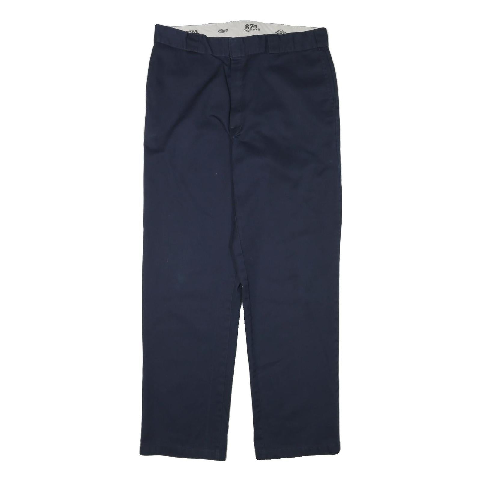 DICKIES Mens Cotton Blend Navy Regular Fit Straight Leg Trousers W36 L32 Refurbished - N/A refurbished available on Cerqular