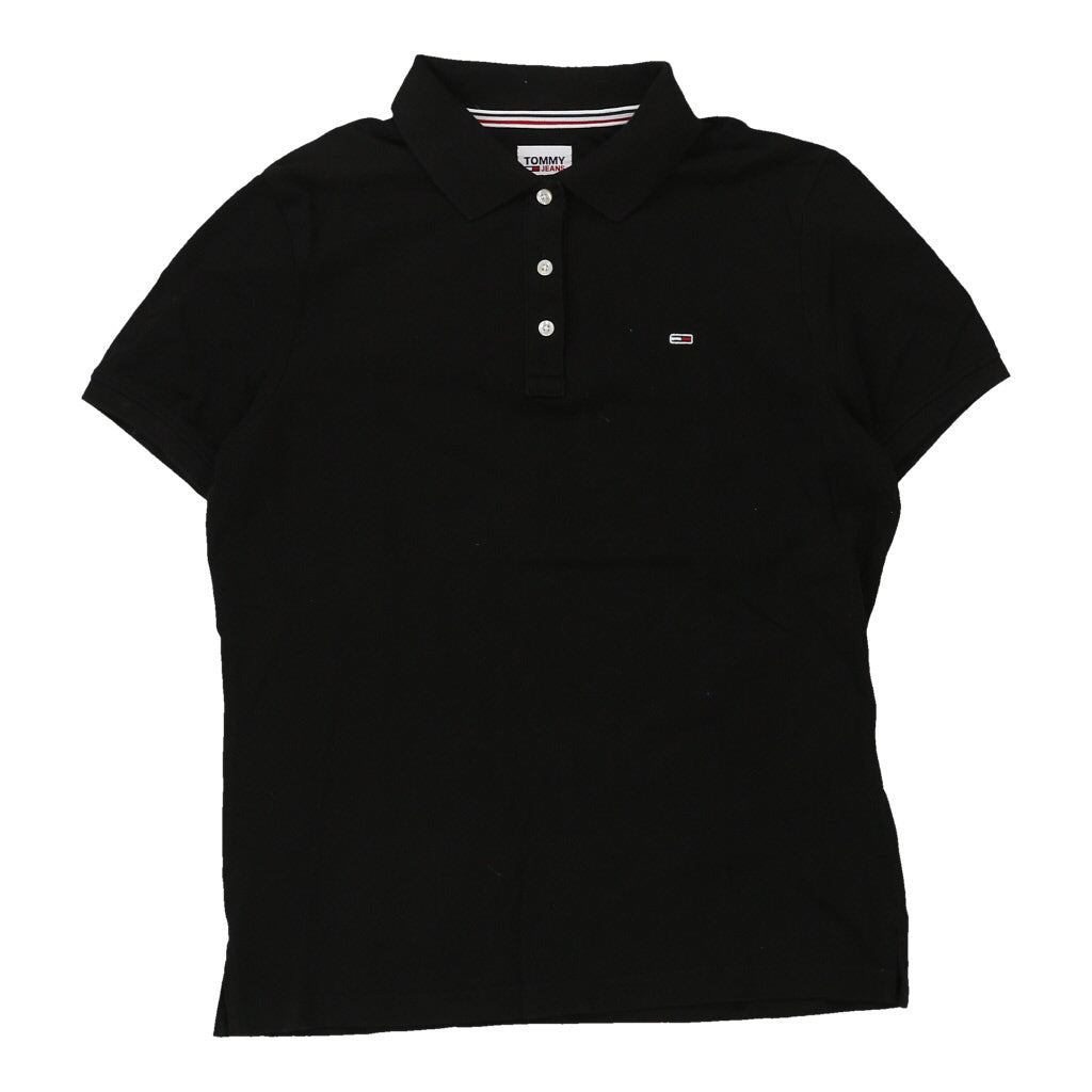 Tommy Jeans Polo Shirt - Small Black Cotton Refurbished - Thrifted (note: this is a term often used to describe second- refurbished available on Cerqular