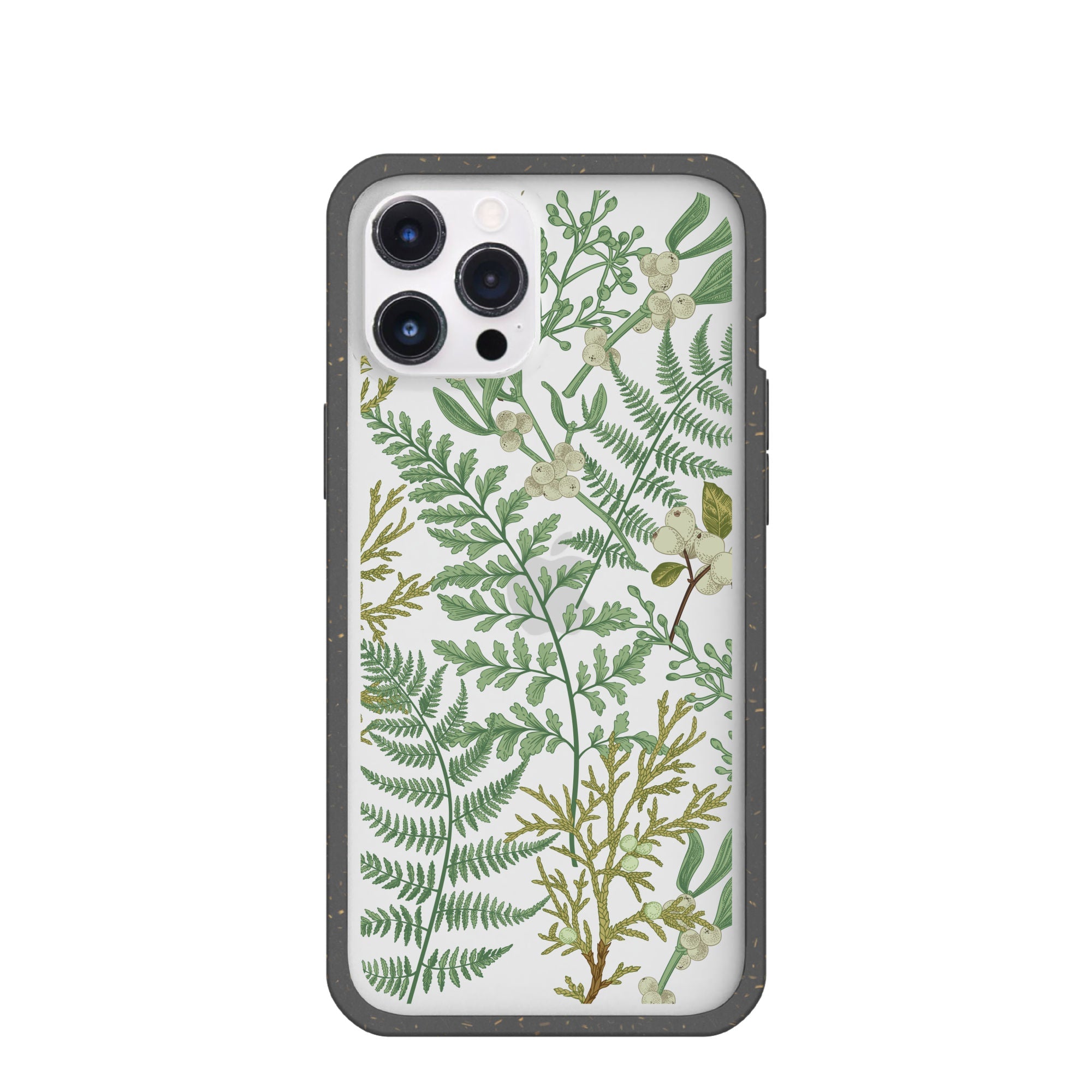 Clear Herbarium iPhone 12 Pro Max Case With Black Ridge Refurbished - Pela Case refurbished available on Cerqular